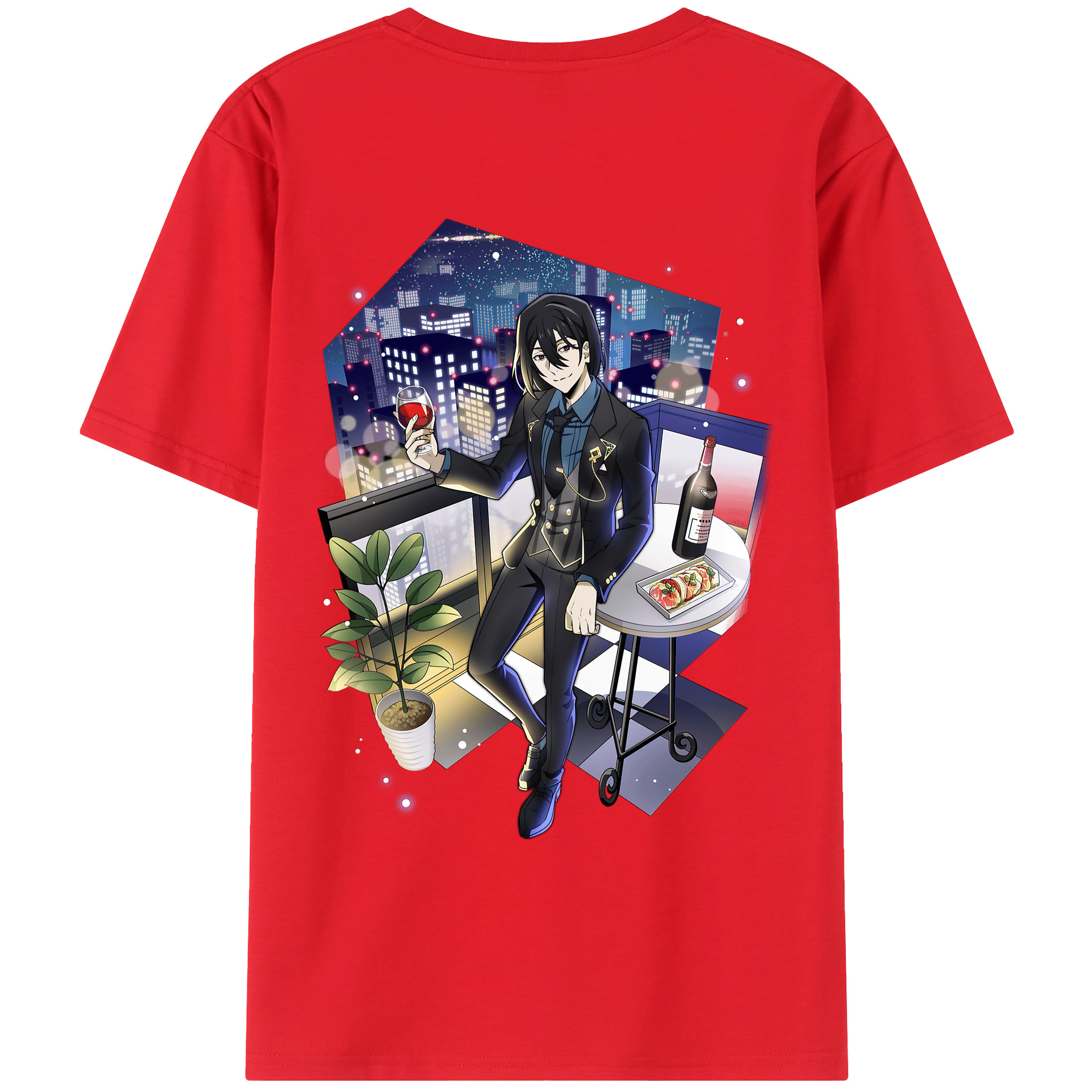 （画像用） 文豪ストレイドッグス Bungo Stray Dogs 綿100％ メンズ半袖Tシャツ（バックプリント） 通気性