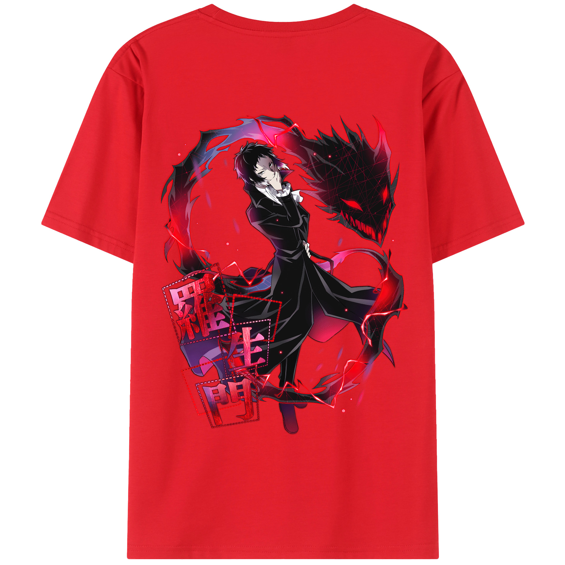 （画像用） 文豪ストレイドッグス Bungo Stray Dogs 綿100％ メンズ半袖Tシャツ（バックプリント） 通気性