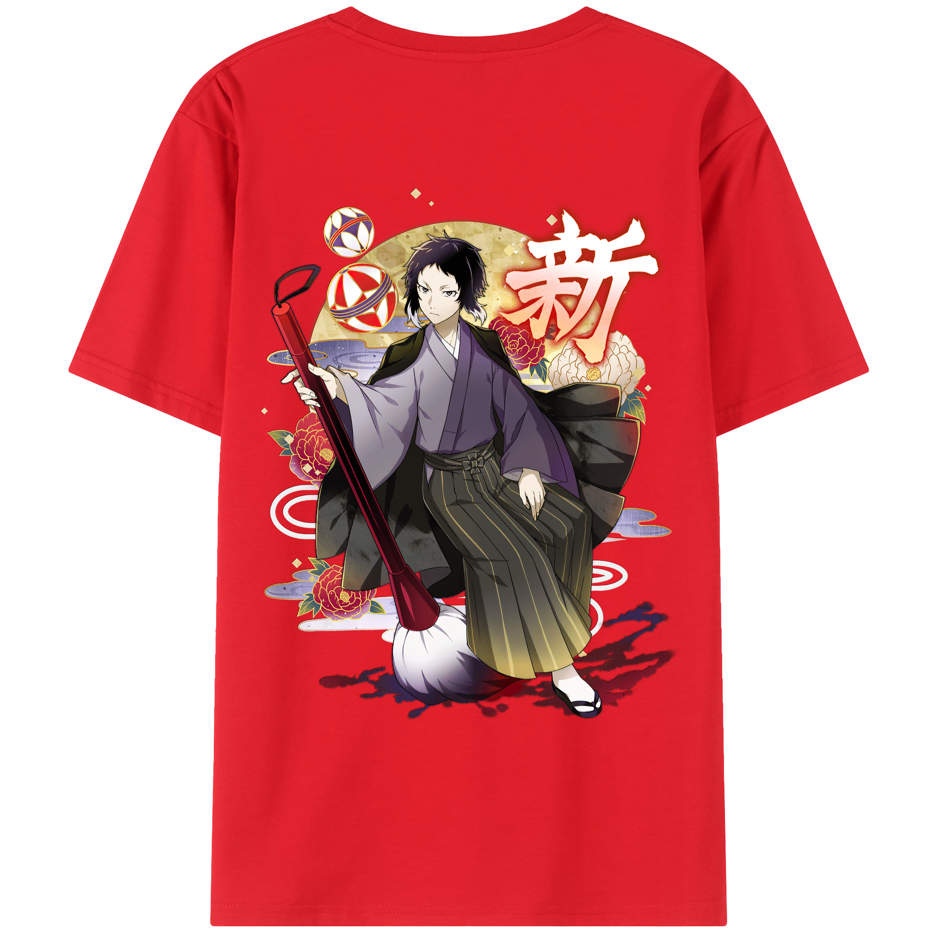 （画像用） 文豪ストレイドッグス Bungo Stray Dogs 綿100％ メンズ半袖Tシャツ（バックプリント） 通気性