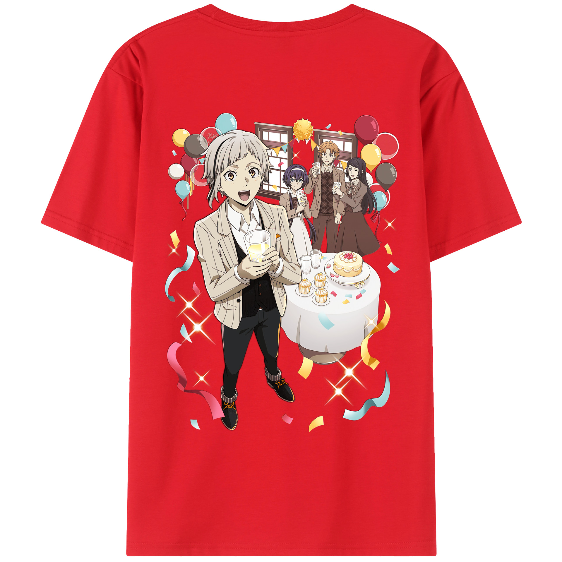 （画像用） 文豪ストレイドッグス Bungo Stray Dogs 綿100％ メンズ半袖Tシャツ（バックプリント） 通気性
