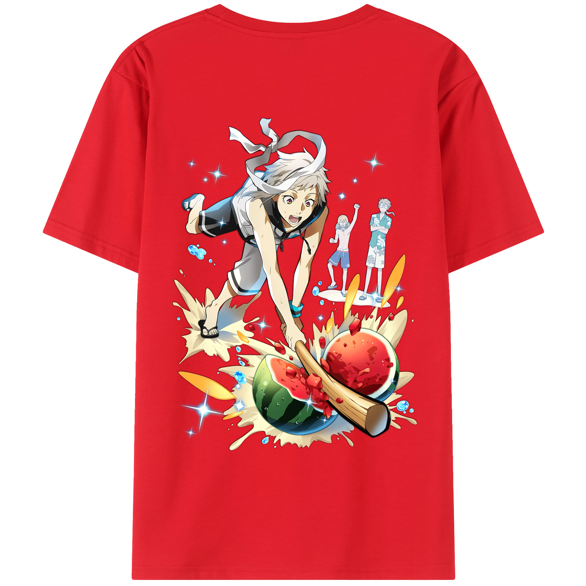 （画像用） 文豪ストレイドッグス Bungo Stray Dogs 綿100％ メンズ半袖Tシャツ（バックプリント） 通気性