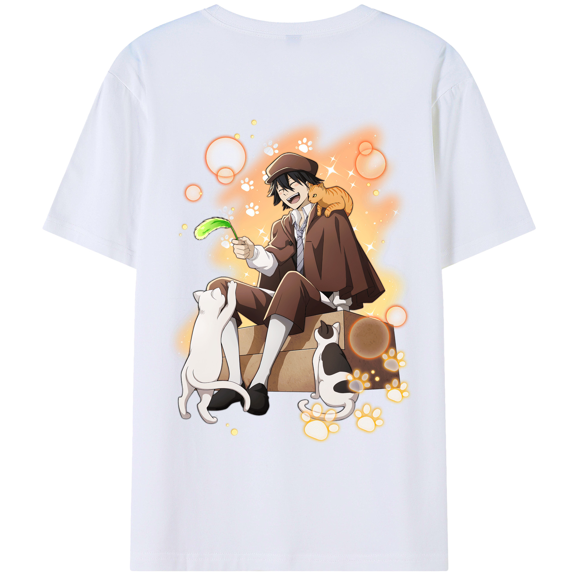 （画像用） 文豪ストレイドッグス Bungo Stray Dogs 綿100％ メンズ半袖Tシャツ（バックプリント） 通気性