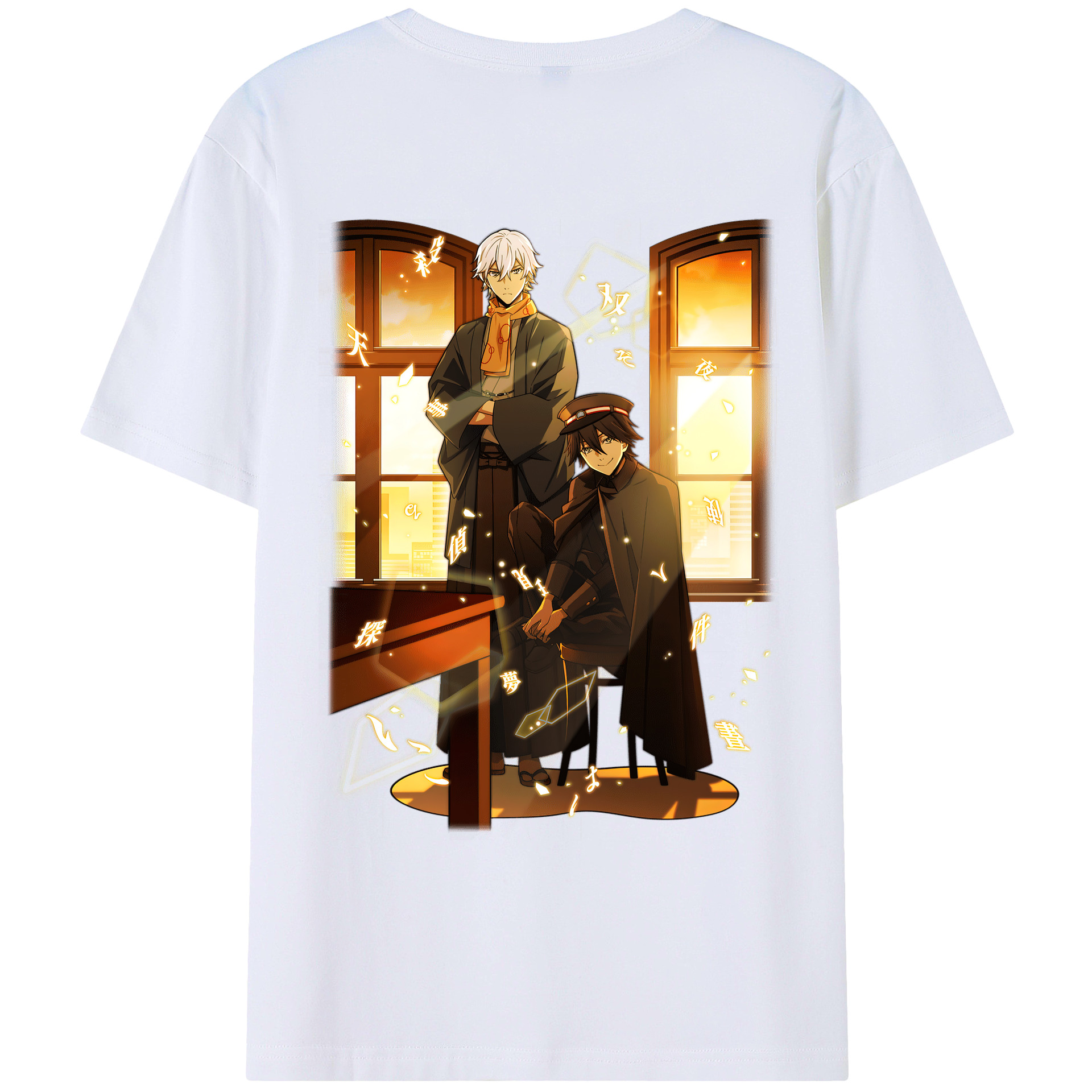 （画像用） 文豪ストレイドッグス Bungo Stray Dogs 綿100％ メンズ半袖Tシャツ（バックプリント） 通気性