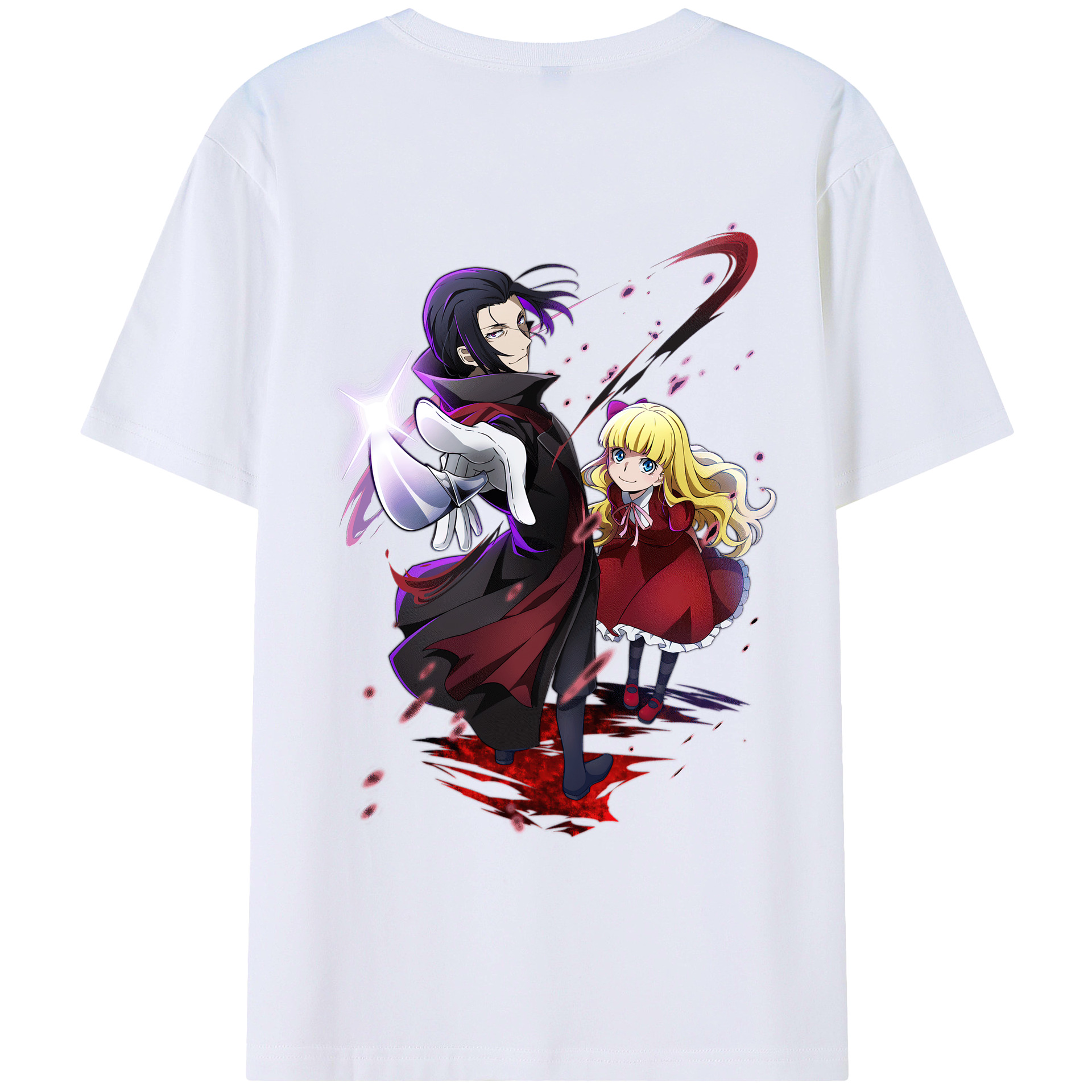 （画像用） 文豪ストレイドッグス Bungo Stray Dogs 綿100％ メンズ半袖Tシャツ（バックプリント） 通気性