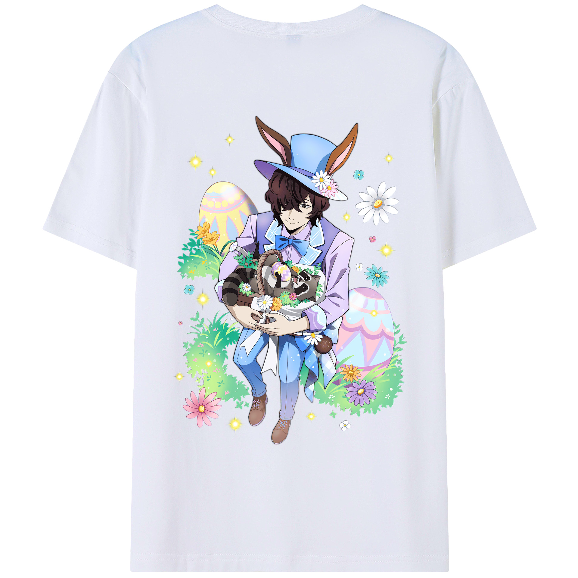 （画像用） 文豪ストレイドッグス Bungo Stray Dogs 綿100％ メンズ半袖Tシャツ（バックプリント） 通気性