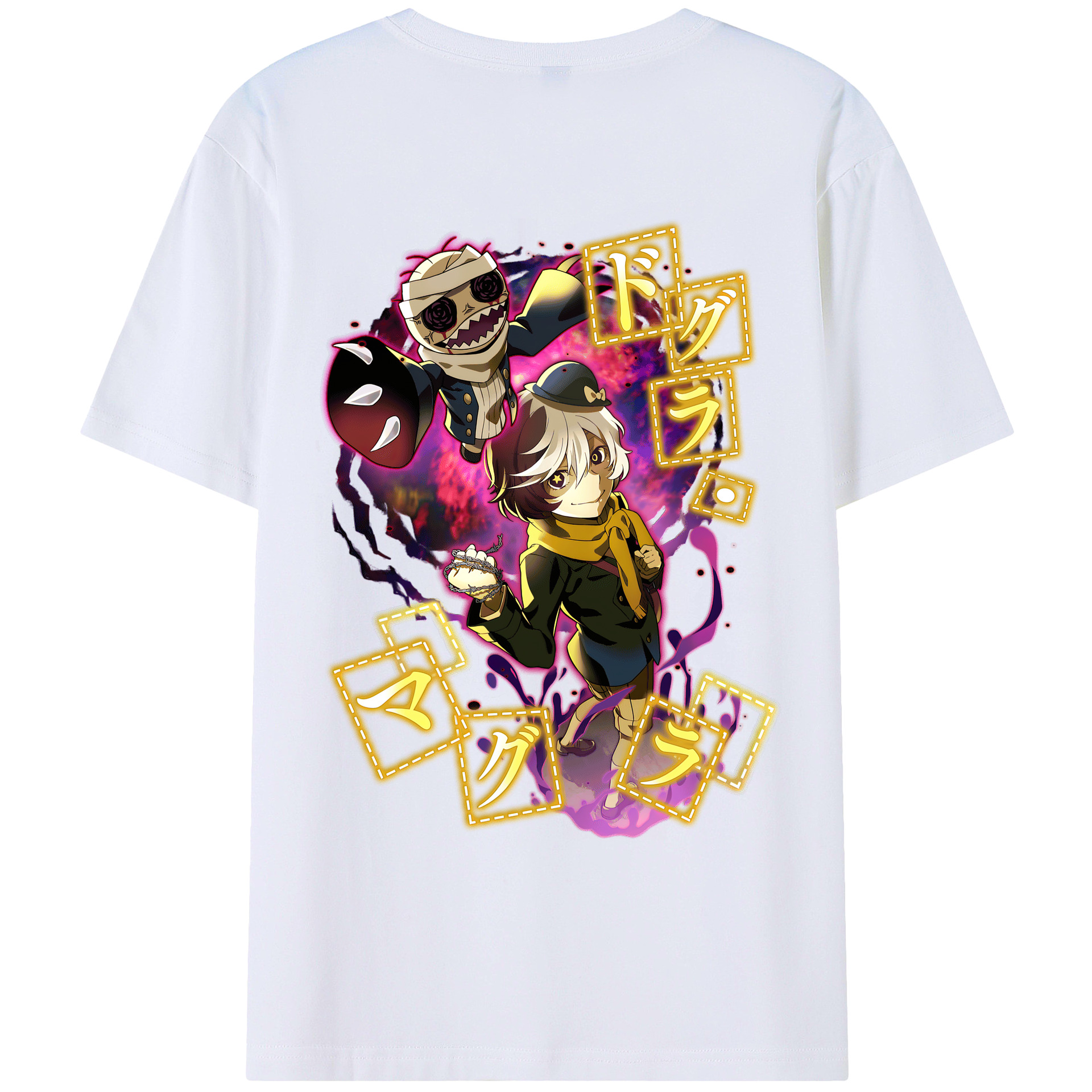 （画像用） 文豪ストレイドッグス Bungo Stray Dogs 綿100％ メンズ半袖Tシャツ（バックプリント） 通気性
