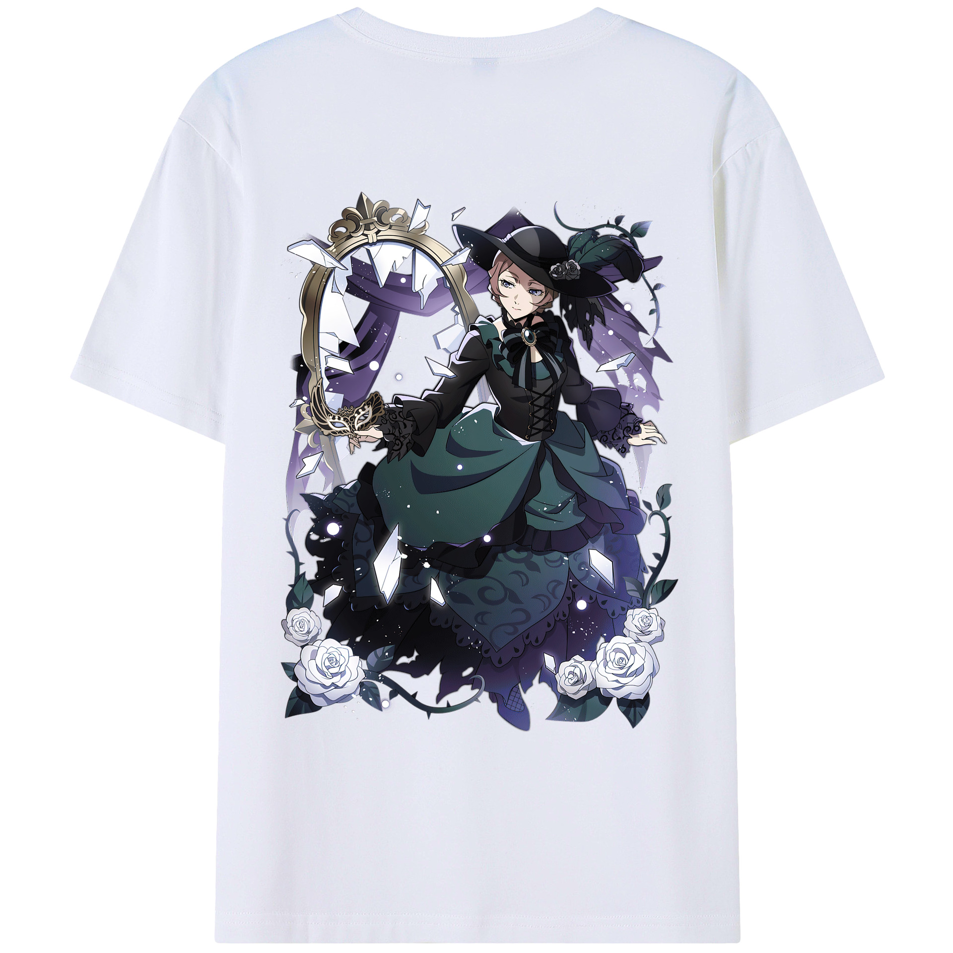 （画像用） 文豪ストレイドッグス Bungo Stray Dogs 綿100％ メンズ半袖Tシャツ（バックプリント） 通気性