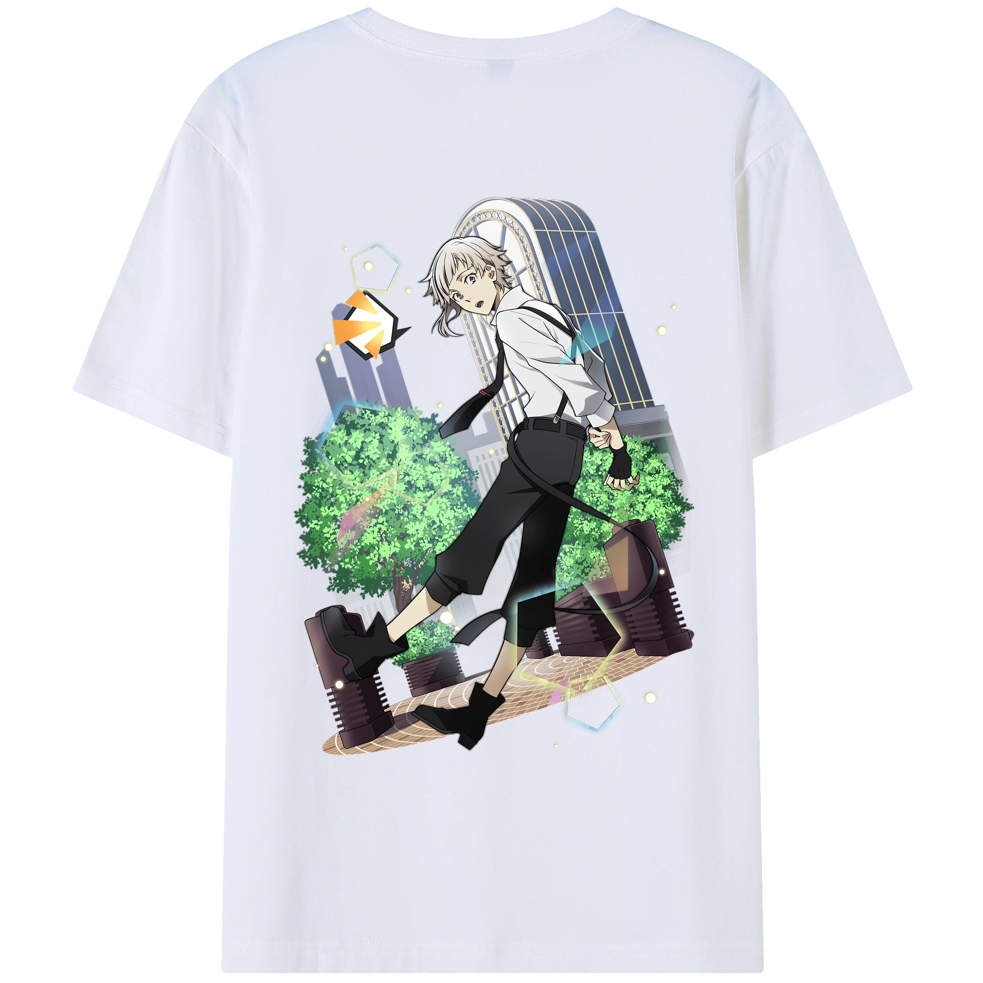 （画像用） 文豪ストレイドッグス Bungo Stray Dogs 綿100％ メンズ半袖Tシャツ（バックプリント） 通気性