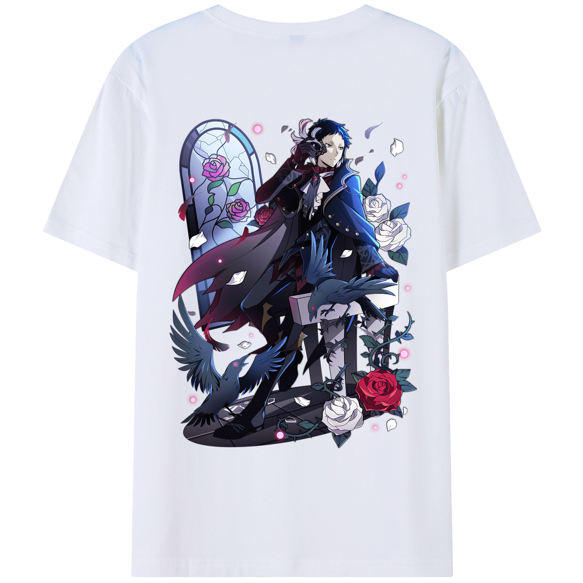 （画像用） 文豪ストレイドッグス Bungo Stray Dogs 綿100％ メンズ半袖Tシャツ（バックプリント） 通気性