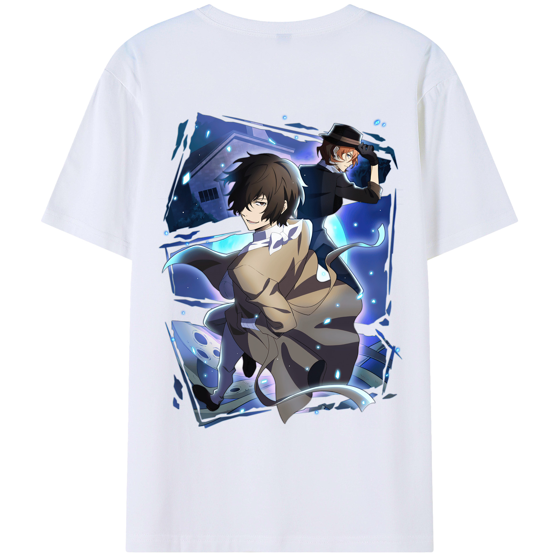 （画像用） 文豪ストレイドッグス Bungo Stray Dogs 綿100％ メンズ半袖Tシャツ（バックプリント） 通気性