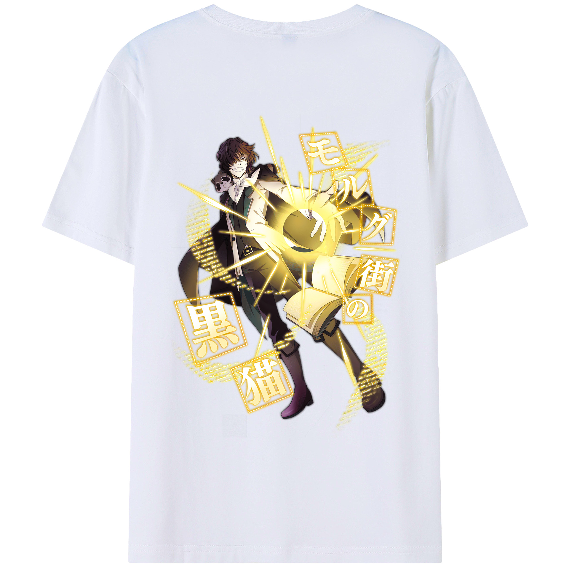 （画像用） 文豪ストレイドッグス Bungo Stray Dogs 綿100％ メンズ半袖Tシャツ（バックプリント） 通気性