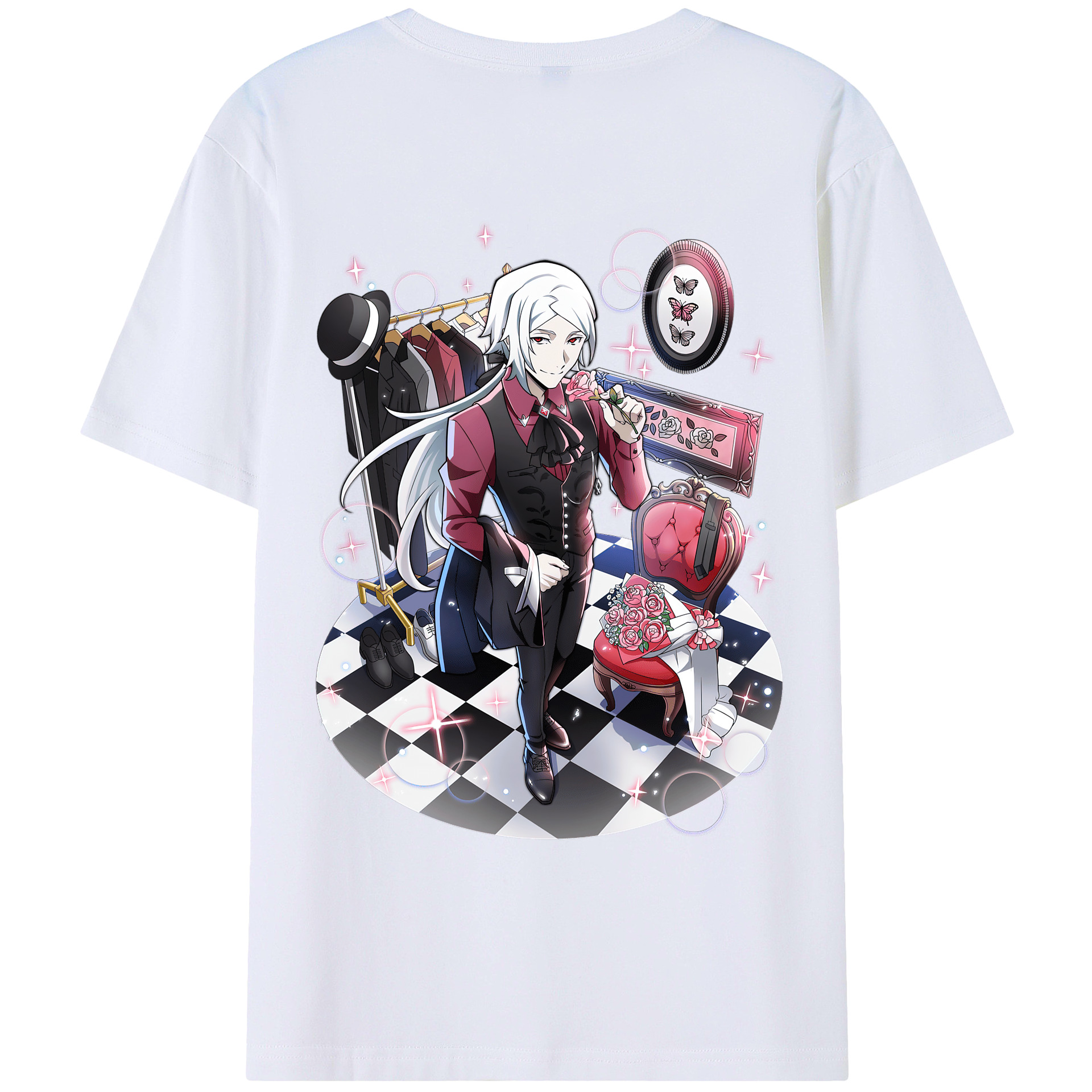 （画像用） 文豪ストレイドッグス Bungo Stray Dogs 綿100％ メンズ半袖Tシャツ（バックプリント） 通気性
