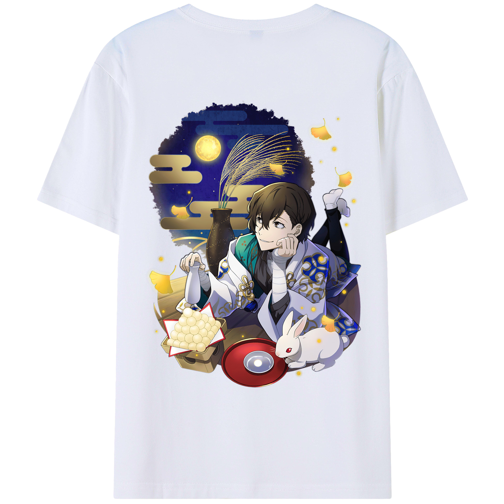 （画像用） 文豪ストレイドッグス Bungo Stray Dogs 綿100％ メンズ半袖Tシャツ（バックプリント） 通気性
