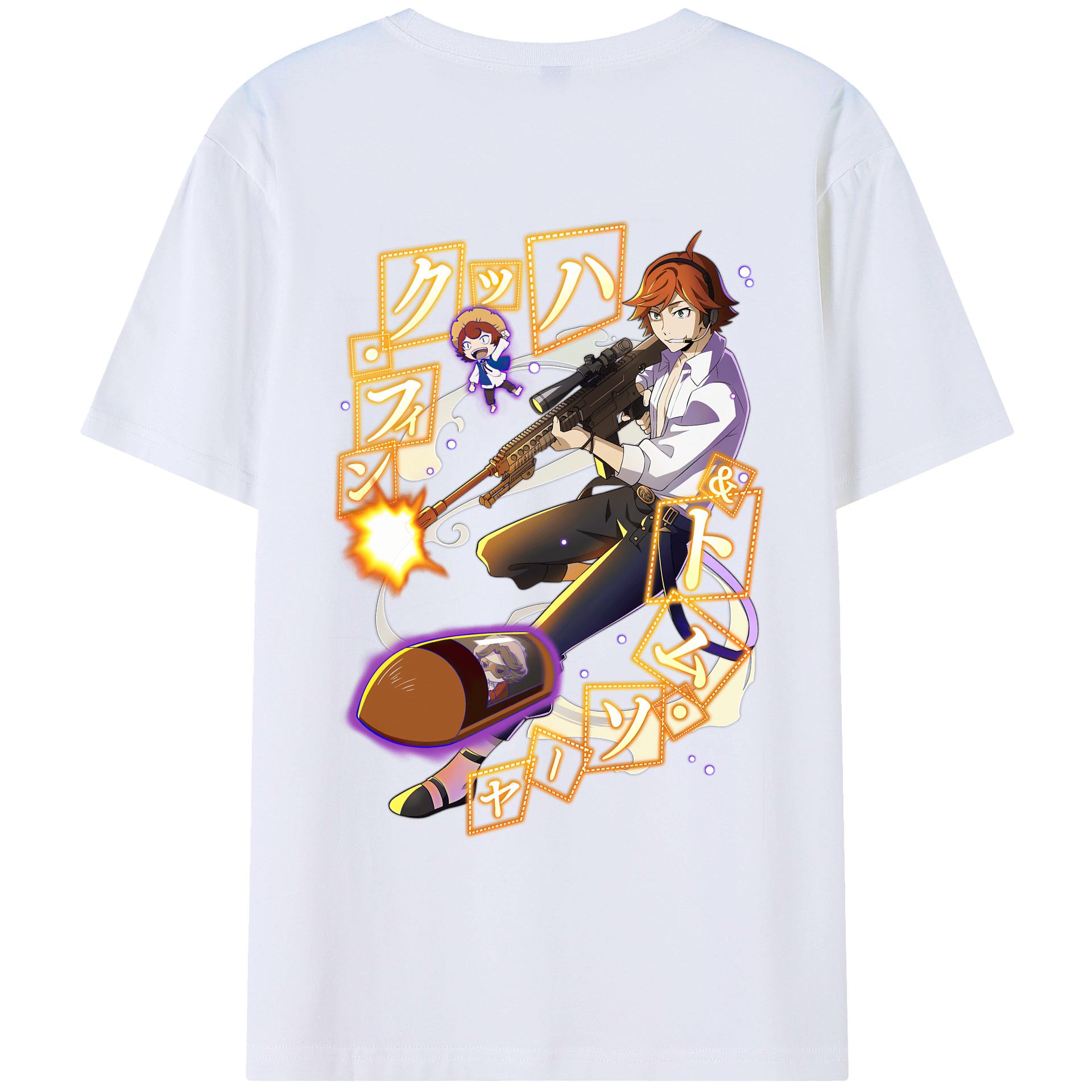 （画像用） 文豪ストレイドッグス Bungo Stray Dogs 綿100％ メンズ半袖Tシャツ（バックプリント） 通気性