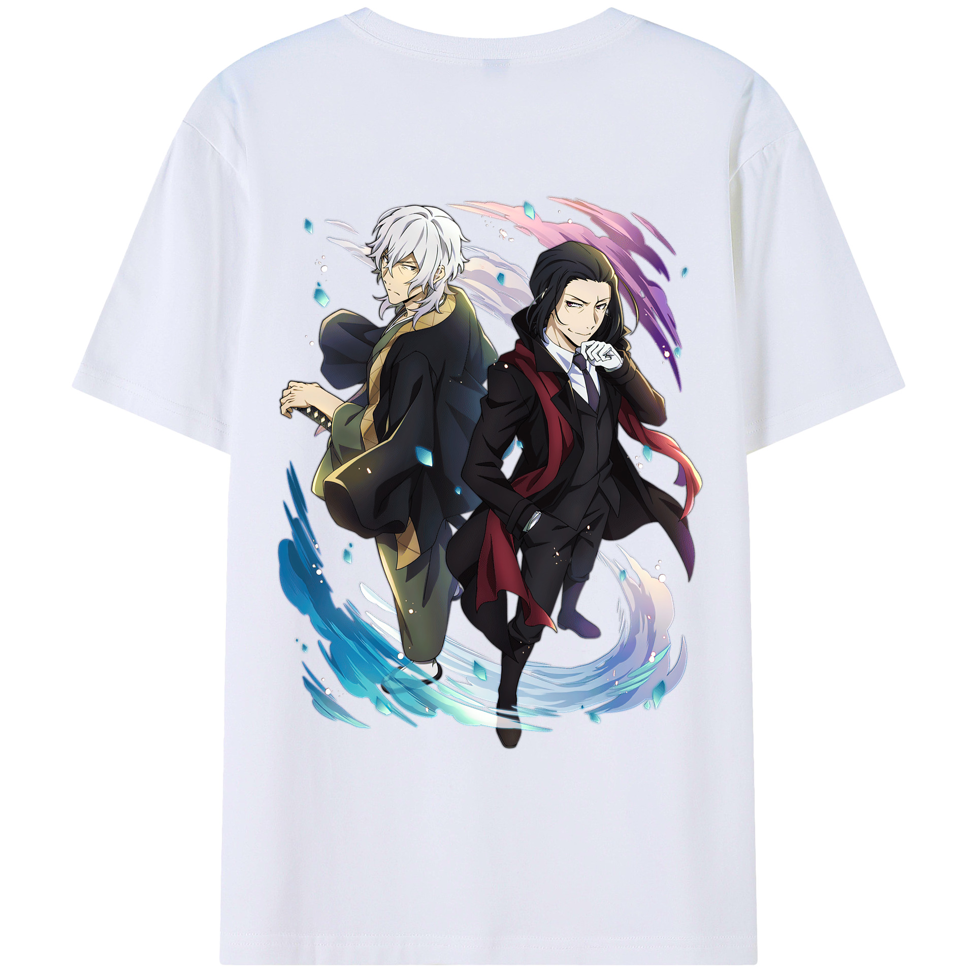 （画像用） 文豪ストレイドッグス Bungo Stray Dogs 綿100％ メンズ半袖Tシャツ（バックプリント） 通気性