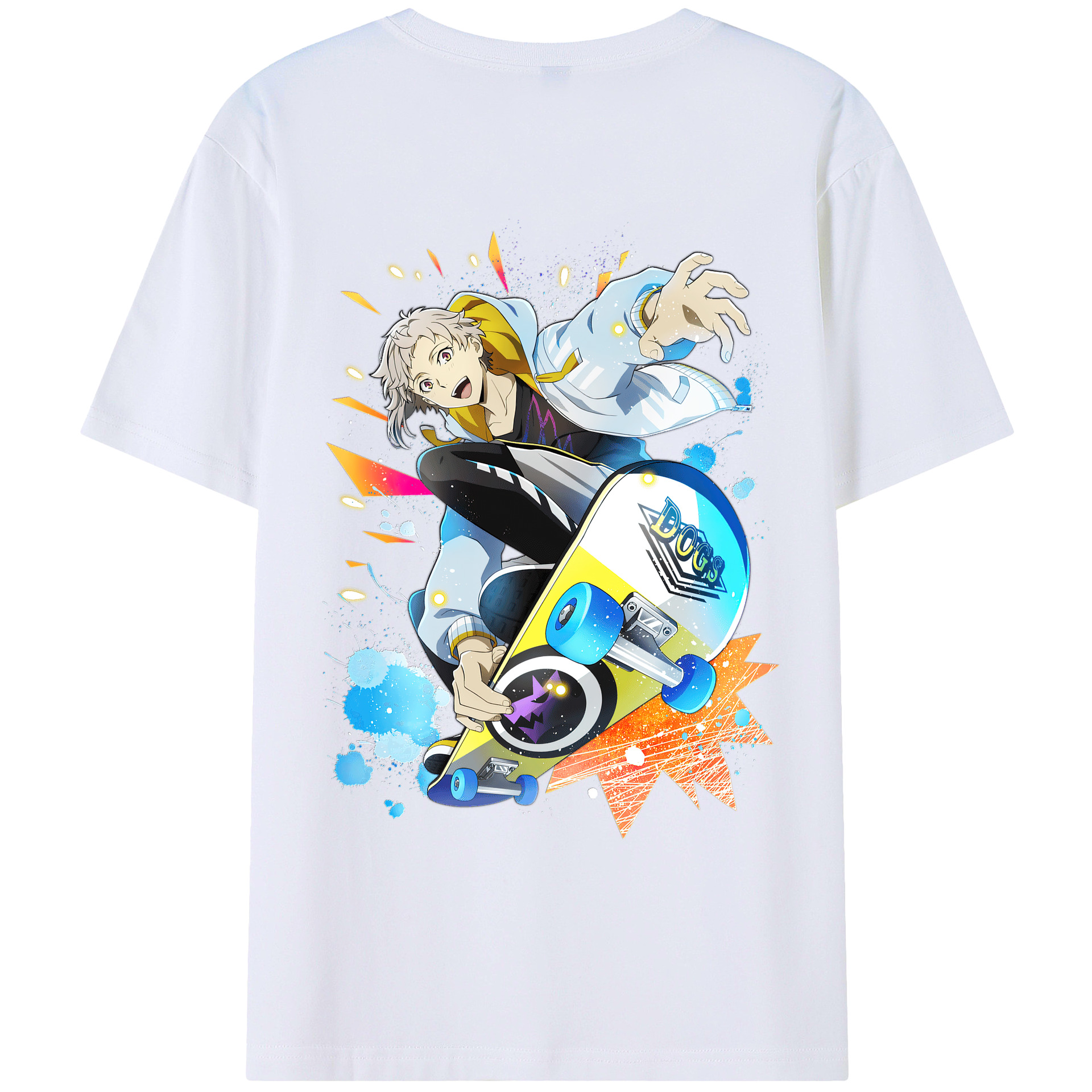 （画像用） 文豪ストレイドッグス Bungo Stray Dogs 綿100％ メンズ半袖Tシャツ（バックプリント） 通気性