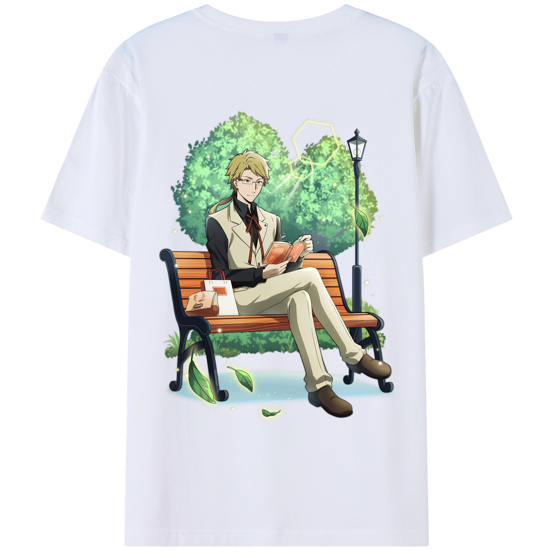 （画像用） 文豪ストレイドッグス Bungo Stray Dogs 綿100％ メンズ半袖Tシャツ（バックプリント） 通気性