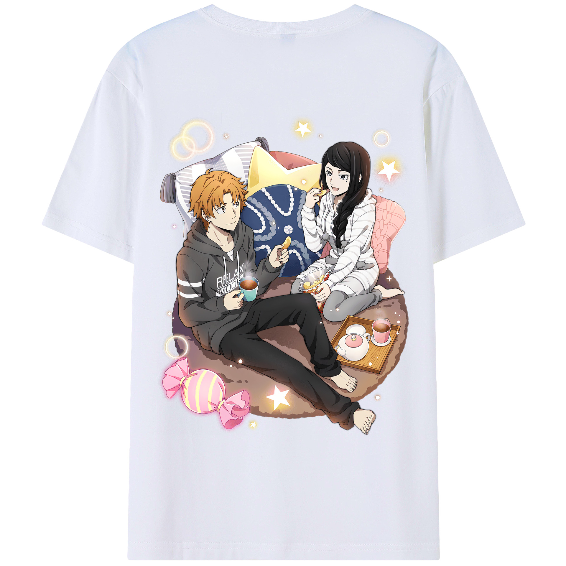 （画像用） 文豪ストレイドッグス Bungo Stray Dogs 綿100％ メンズ半袖Tシャツ（バックプリント） 通気性