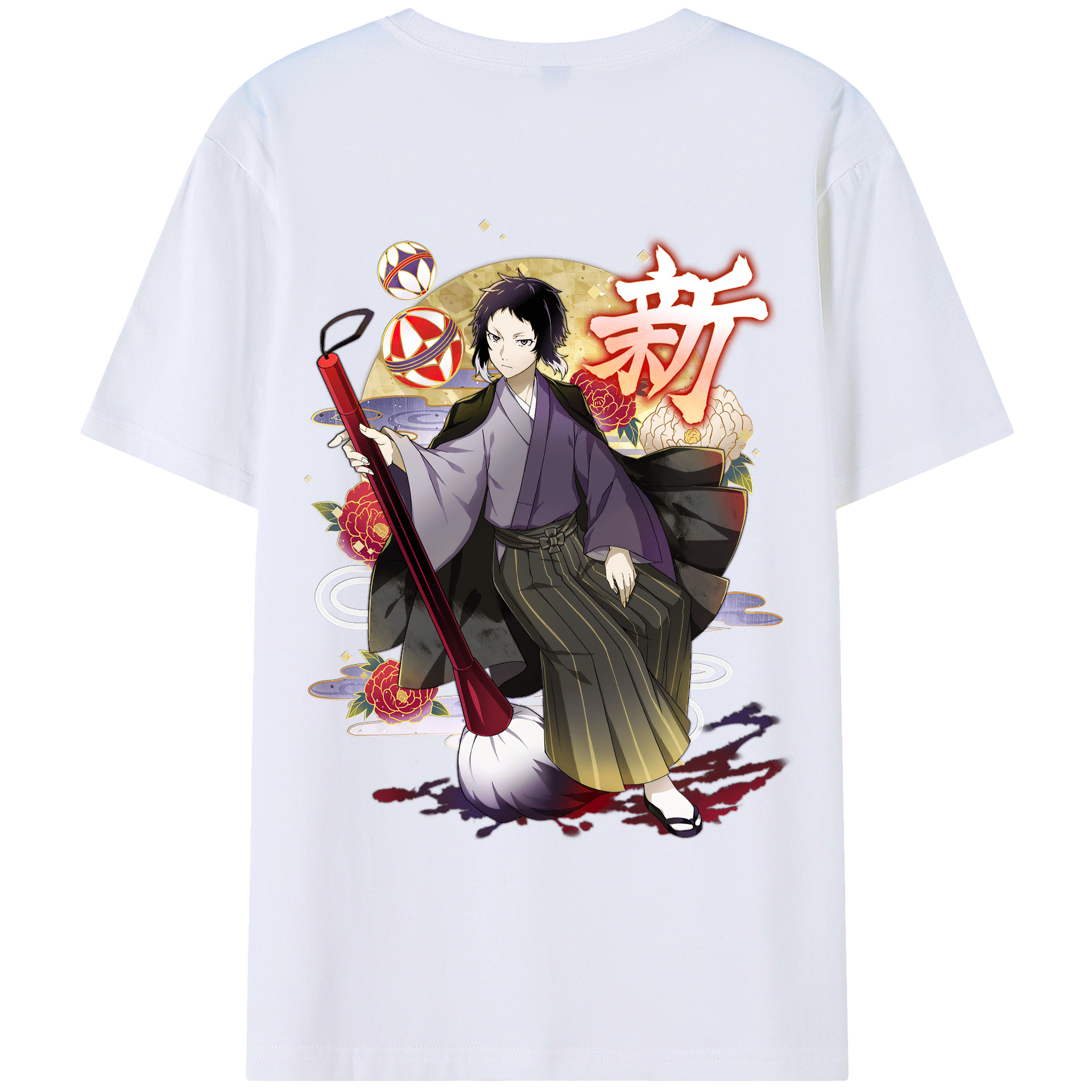 （画像用） 文豪ストレイドッグス Bungo Stray Dogs 綿100％ メンズ半袖Tシャツ（バックプリント） 通気性
