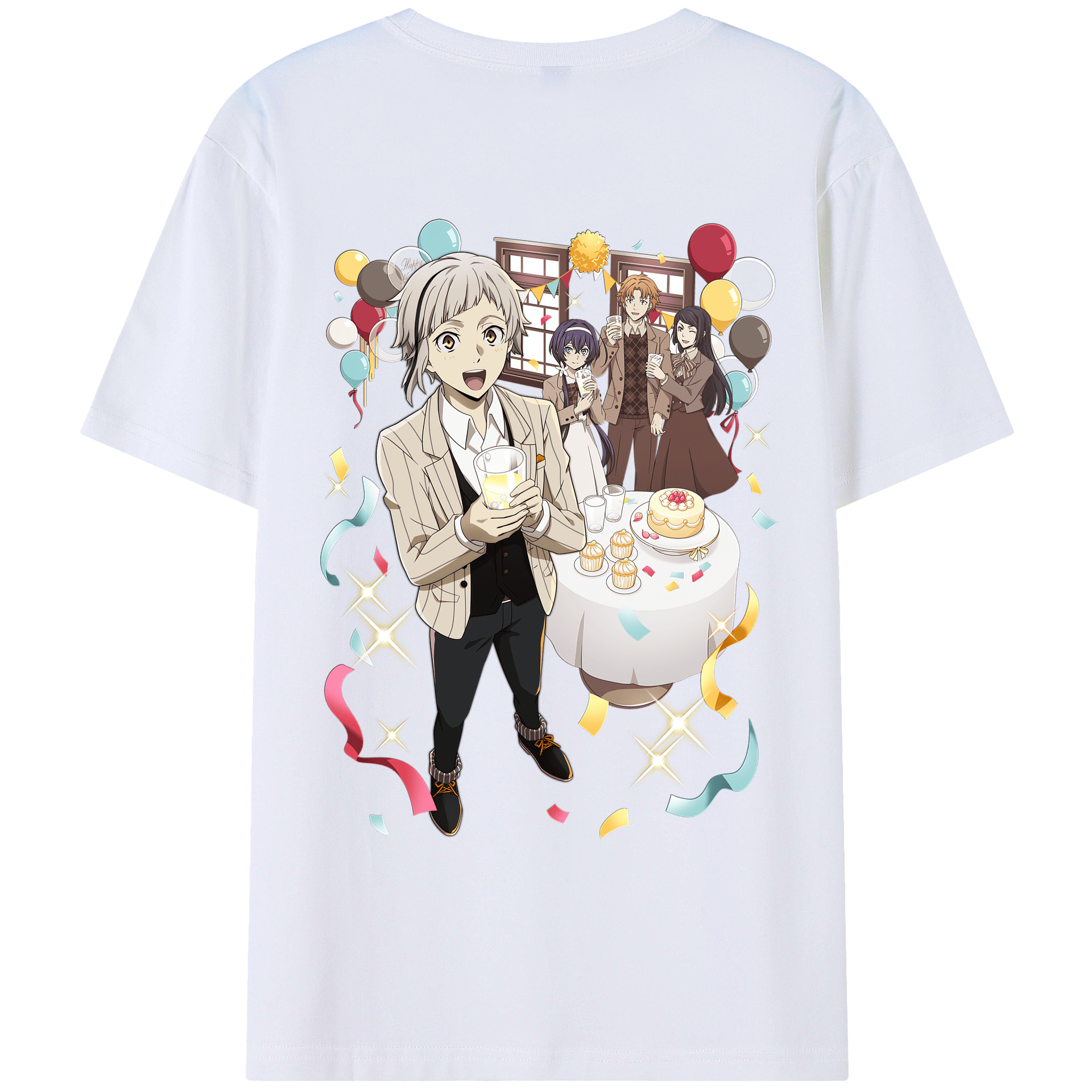 （画像用） 文豪ストレイドッグス Bungo Stray Dogs 綿100％ メンズ半袖Tシャツ（バックプリント） 通気性