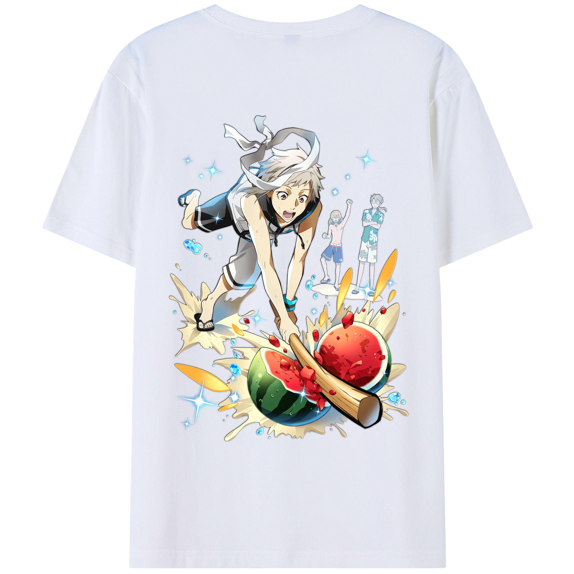 （画像用） 文豪ストレイドッグス Bungo Stray Dogs 綿100％ メンズ半袖Tシャツ（バックプリント） 通気性