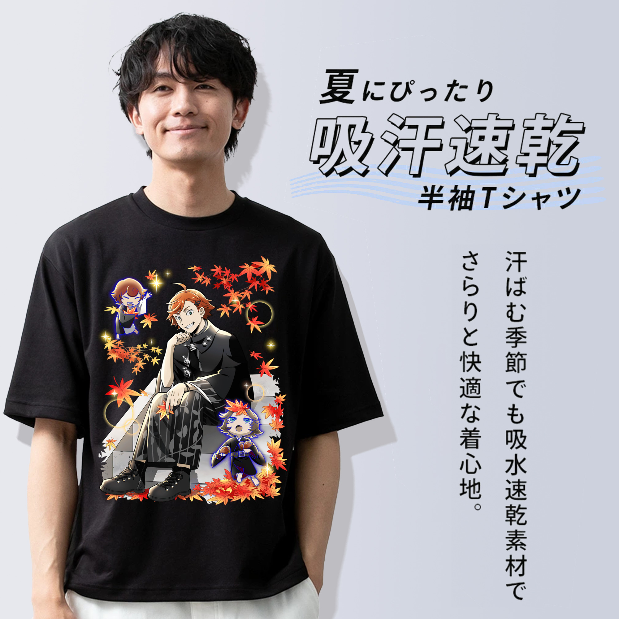 文豪ストレイドッグス Bungo Stray Dogs 綿100％ メンズ半袖Tシャツ｜肌触りやわらか＆通気性