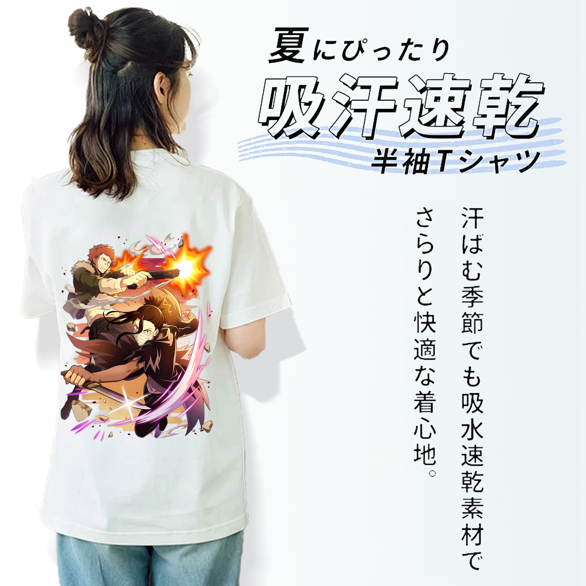 文豪ストレイドッグス Bungo Stray Dogs レディース半袖Tシャツ(バックプリント)