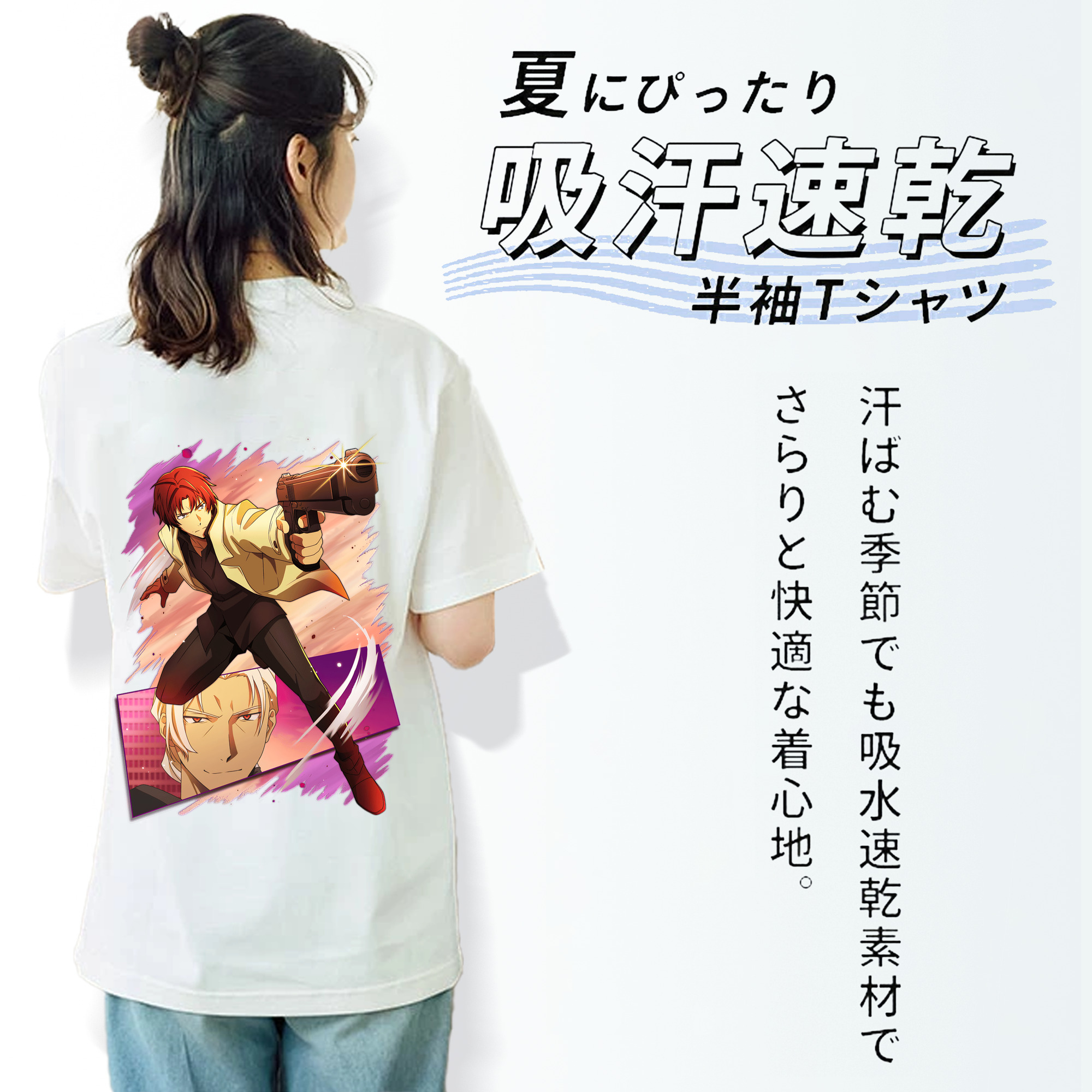 文豪ストレイドッグス Bungo Stray Dogs レディース半袖Tシャツ(バックプリント)