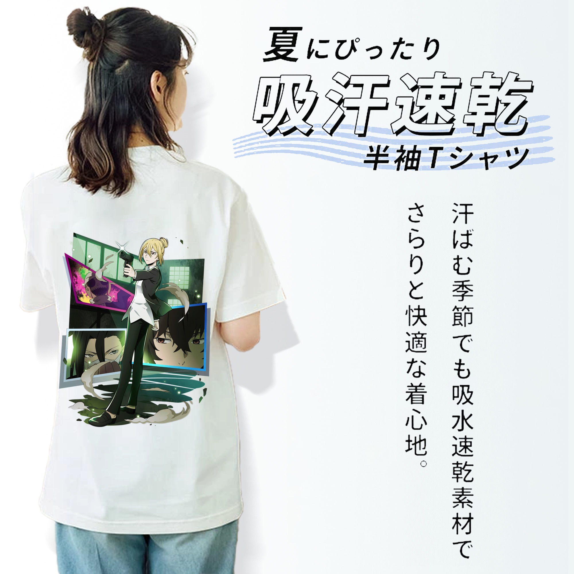 文豪ストレイドッグス Bungo Stray Dogs レディース半袖Tシャツ(バックプリント)
