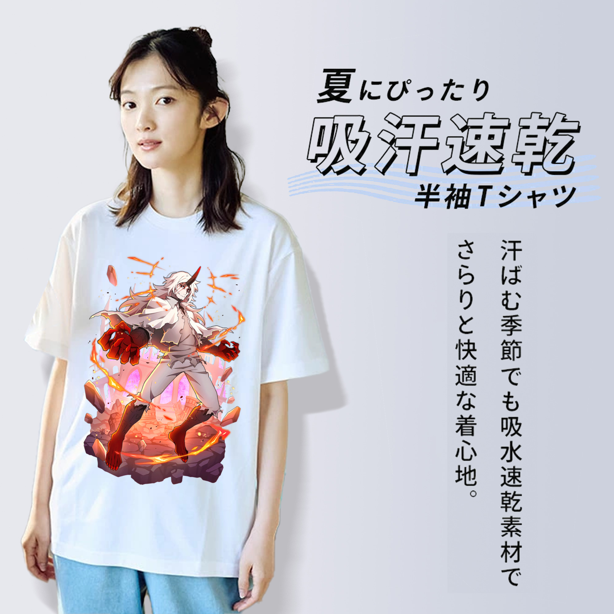 文豪ストレイドッグス Bungo Stray Dogs レディースカジュアルプリントTシャツ（綿100％）
