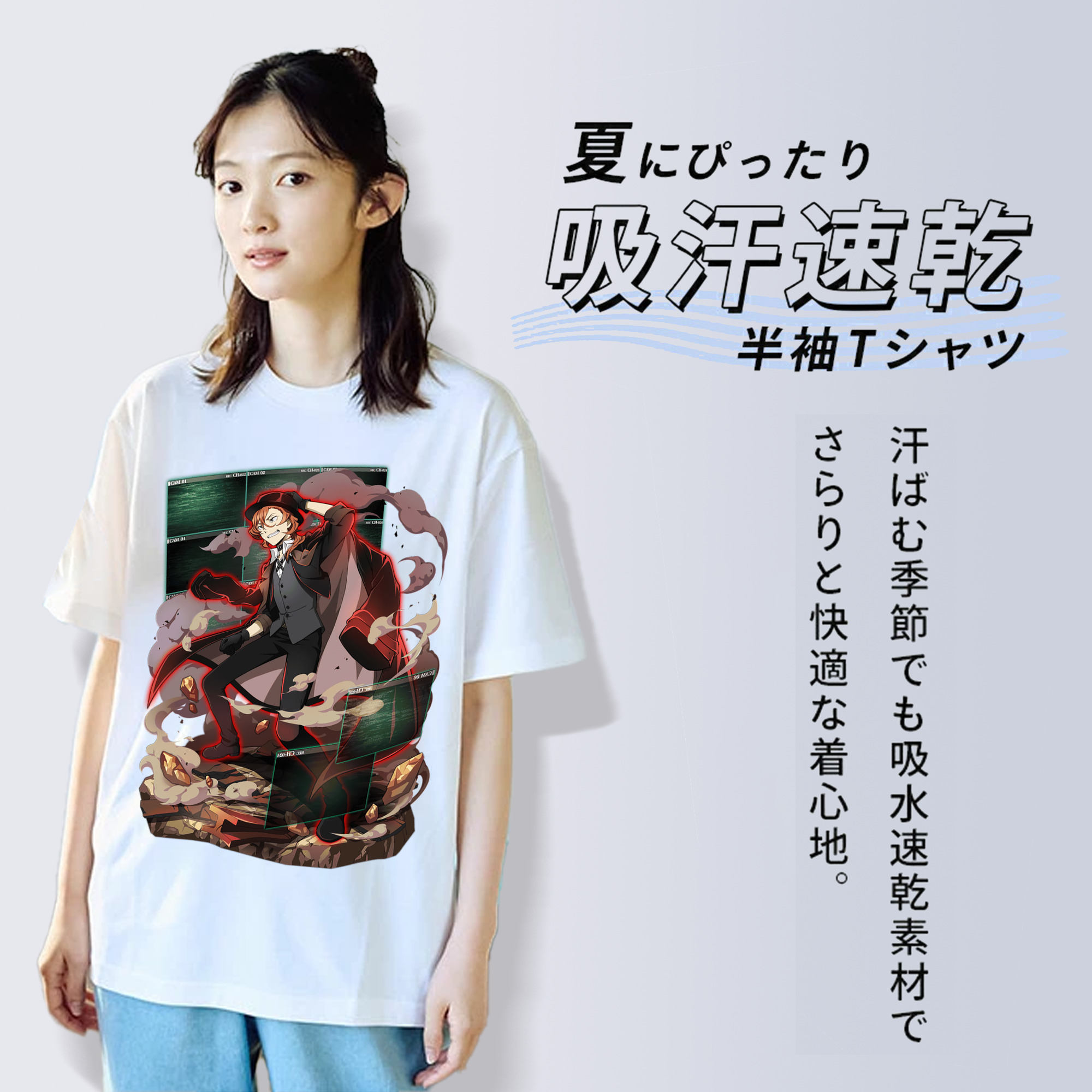 文豪ストレイドッグス Bungo Stray Dogs レディースカジュアルプリントTシャツ（綿100％）