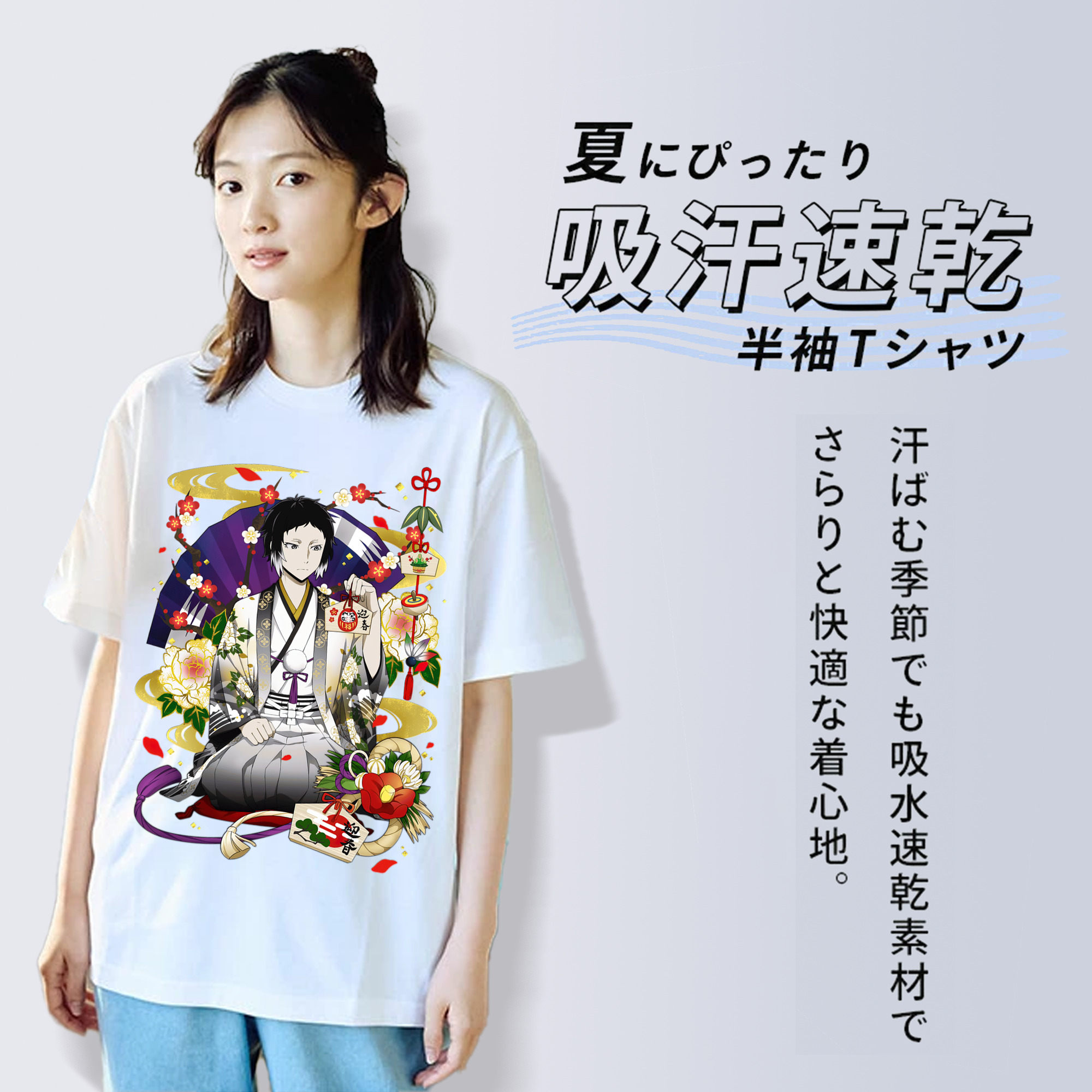 文豪ストレイドッグス Bungo Stray Dogs レディースカジュアルプリントTシャツ（綿100％）