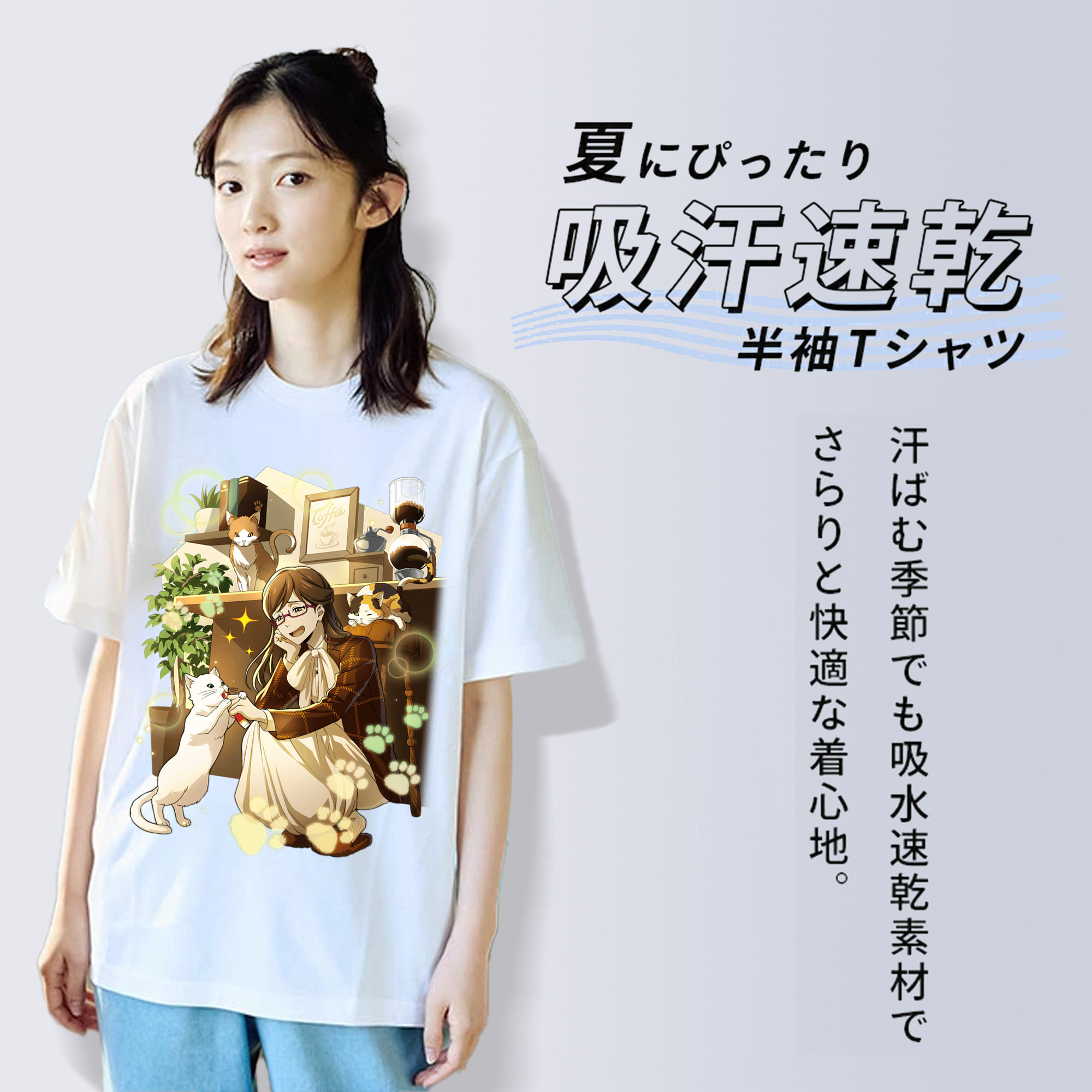 文豪ストレイドッグス Bungo Stray Dogs レディースカジュアルプリントTシャツ（綿100％）
