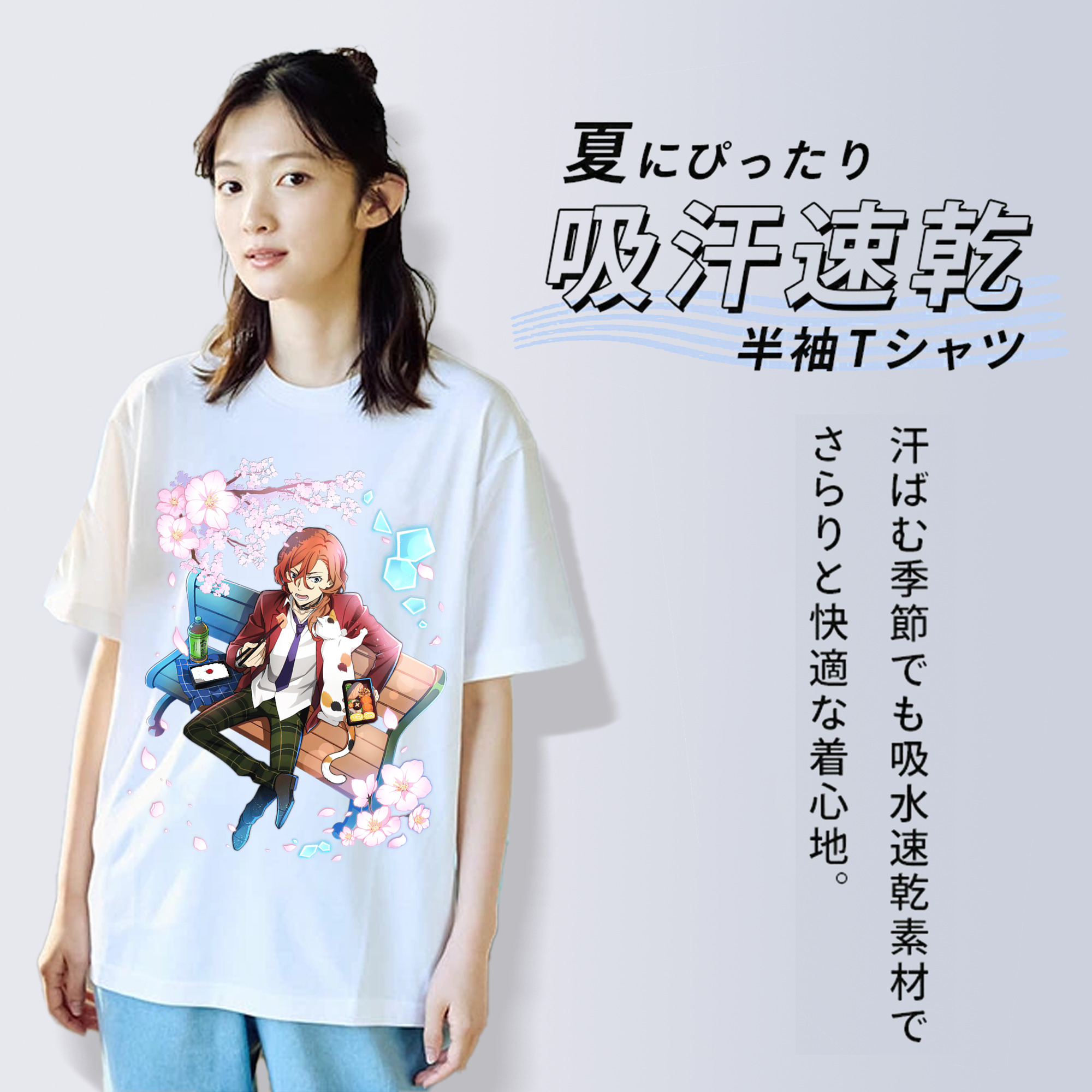 文豪ストレイドッグス Bungo Stray Dogs レディースカジュアルプリントTシャツ（綿100％）