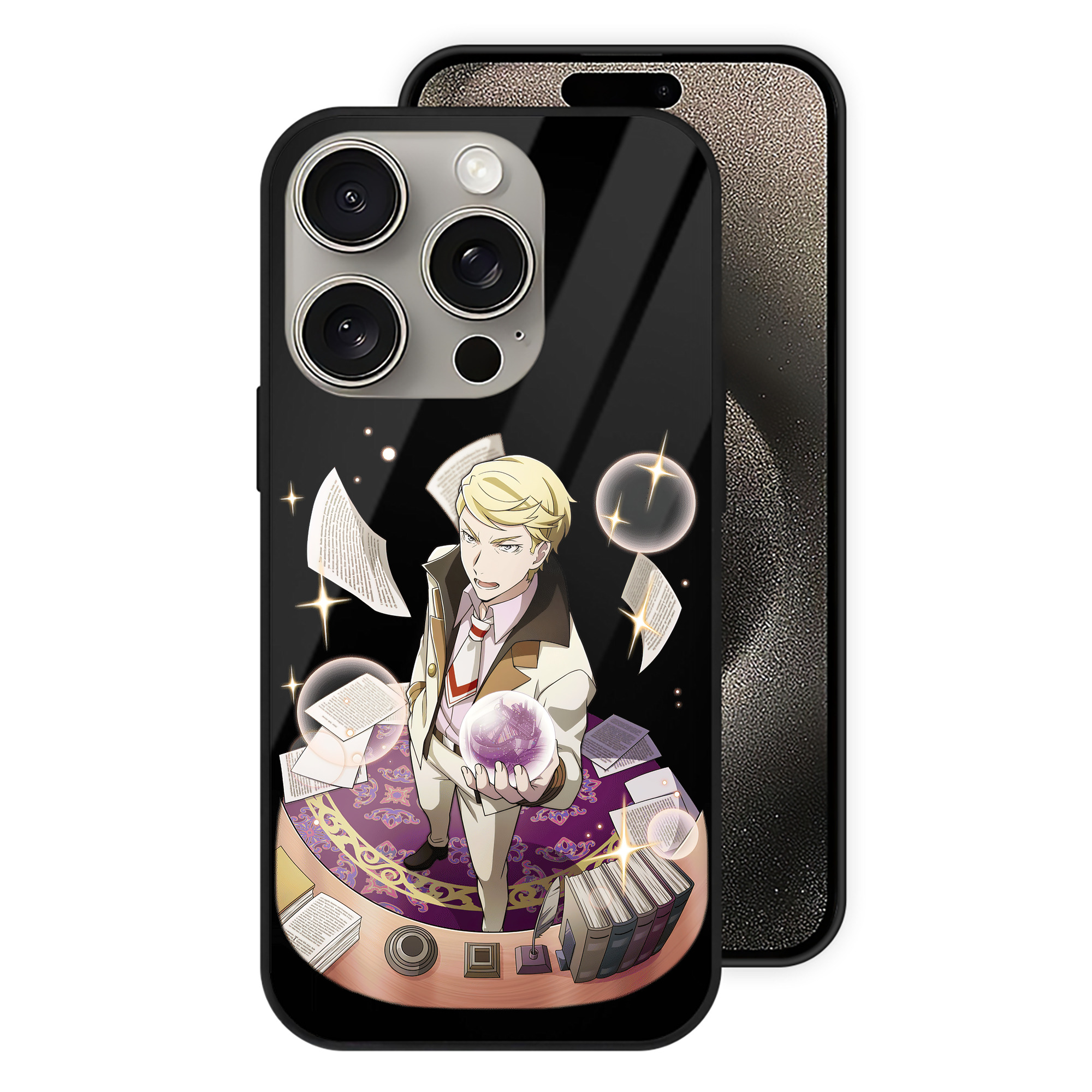 文豪ストレイドッグス Bungo Stray Dogs 【iPhone15Pro対応】スマホケース 耐衝撃＆黄変防止 背面ガラス