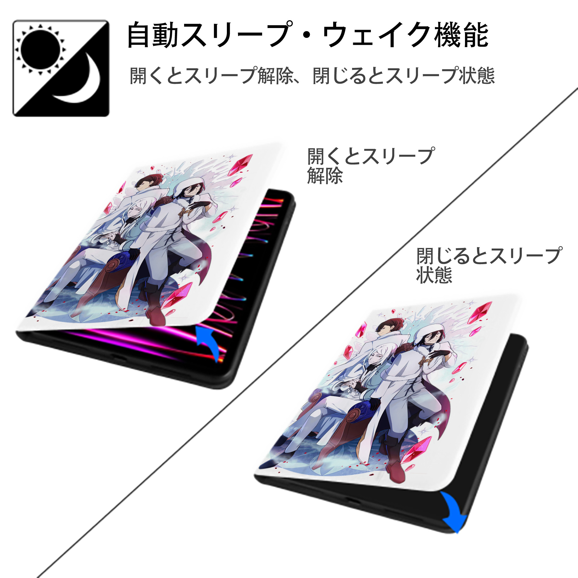 文豪ストレイドッグス Bungo Stray Dogs IPad ケース ペン収納付き 三つ折りスタンド PUレザー×シリコン 対応機種9.5/10.5/10.9インチ