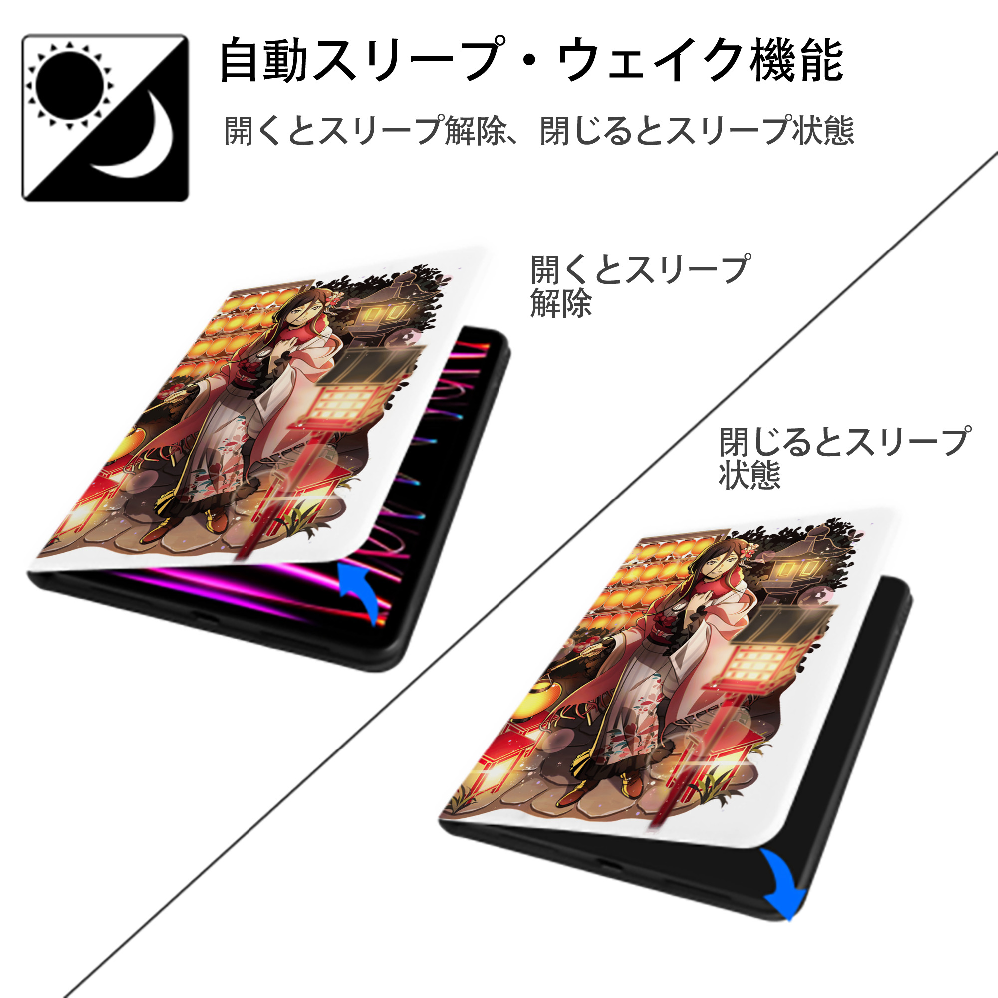 文豪ストレイドッグス Bungo Stray Dogs IPad ケース ペン収納付き 三つ折りスタンド PUレザー×シリコン 対応機種9.5/10.5/10.9インチ
