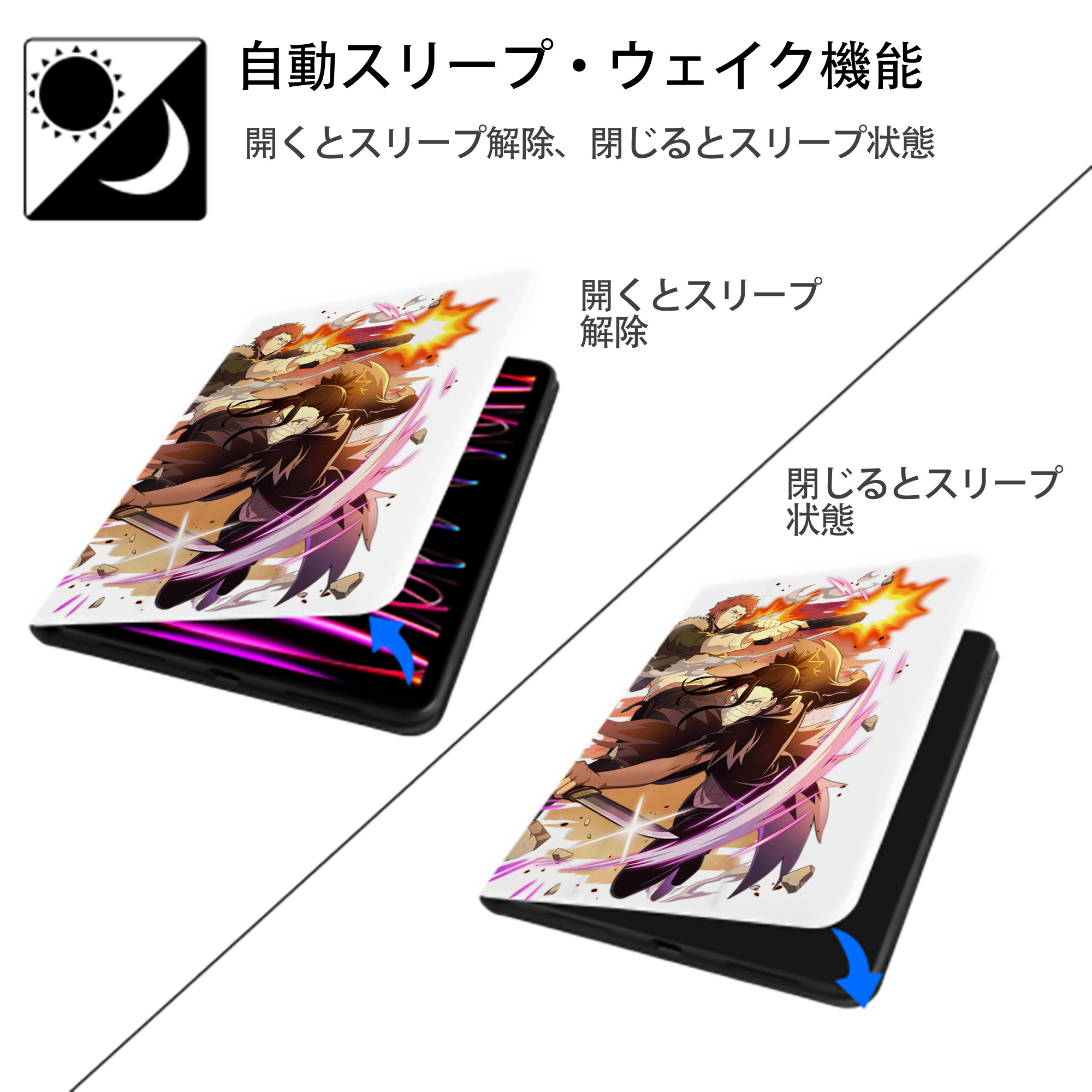 文豪ストレイドッグス Bungo Stray Dogs IPad ケース ペン収納付き 三つ折りスタンド PUレザー×シリコン 対応機種9.5/10.5/10.9インチ