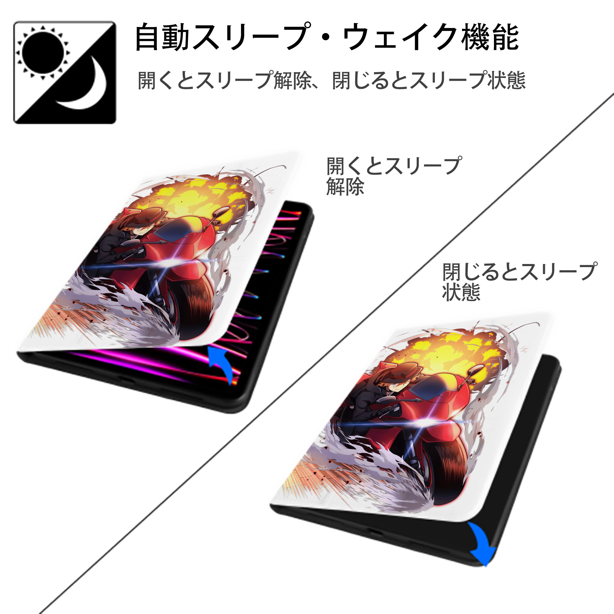 文豪ストレイドッグス Bungo Stray Dogs IPad ケース ペン収納付き 三つ折りスタンド PUレザー×シリコン 対応機種9.5/10.5/10.9インチ