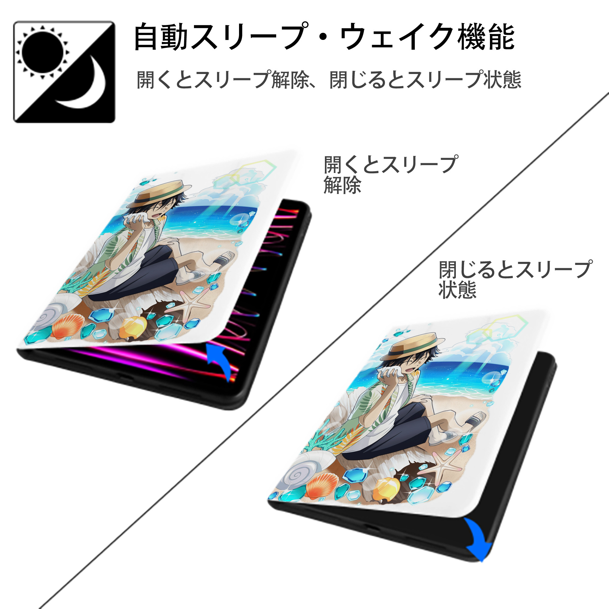 文豪ストレイドッグス Bungo Stray Dogs IPad ケース ペン収納付き 三つ折りスタンド PUレザー×シリコン 対応機種9.5/10.5/10.9インチ