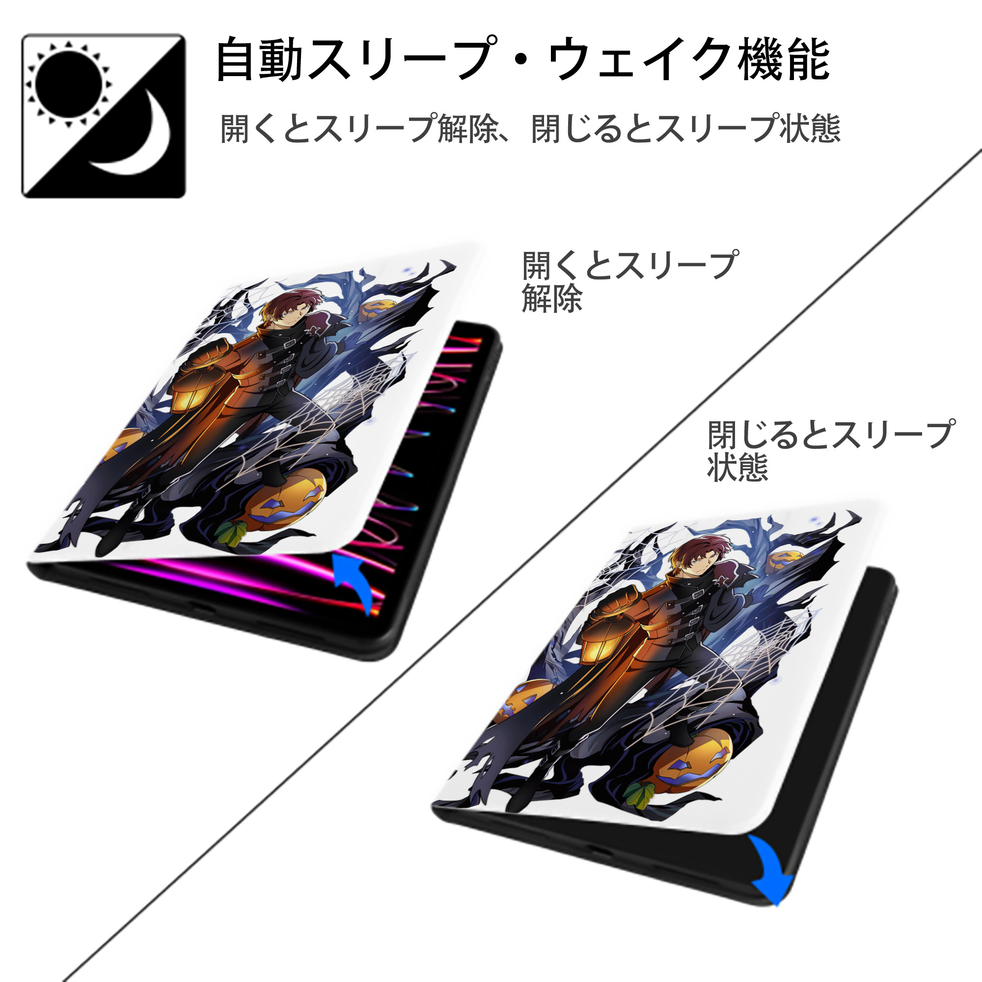 文豪ストレイドッグス Bungo Stray Dogs IPad ケース ペン収納付き 三つ折りスタンド PUレザー×シリコン 対応機種9.5/10.5/10.9インチ