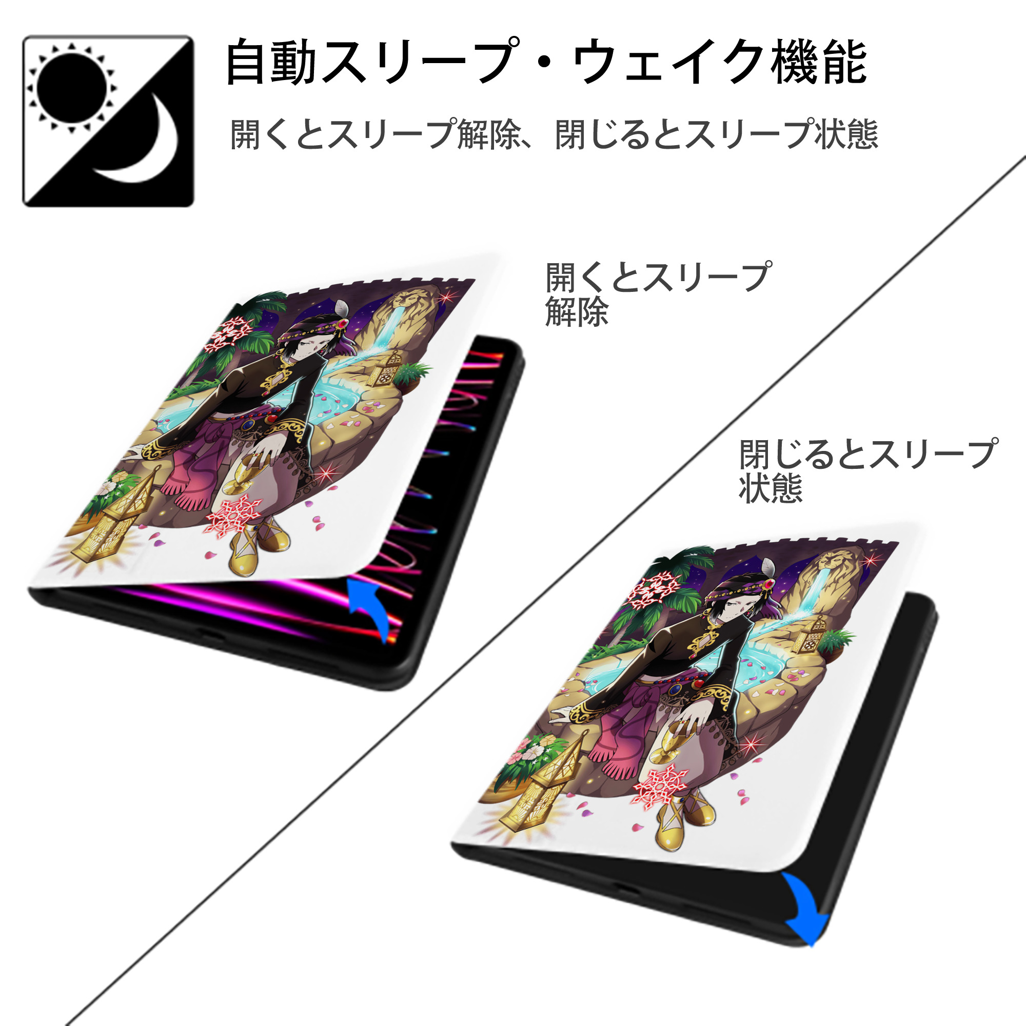 文豪ストレイドッグス Bungo Stray Dogs IPad ケース ペン収納付き 三つ折りスタンド PUレザー×シリコン 対応機種9.5/10.5/10.9インチ