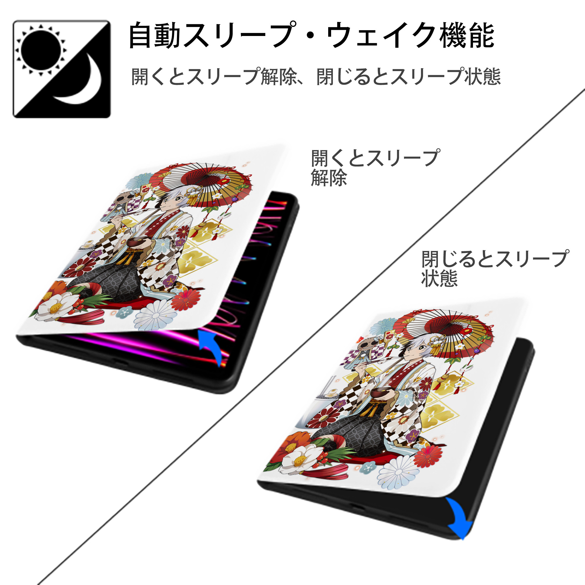 文豪ストレイドッグス Bungo Stray Dogs IPad ケース ペン収納付き 三つ折りスタンド PUレザー×シリコン 対応機種9.5/10.5/10.9インチ