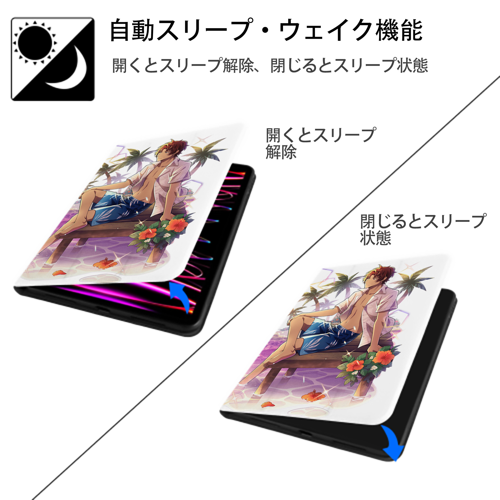 文豪ストレイドッグス Bungo Stray Dogs IPad ケース ペン収納付き 三つ折りスタンド PUレザー×シリコン 対応機種9.5/10.5/10.9インチ