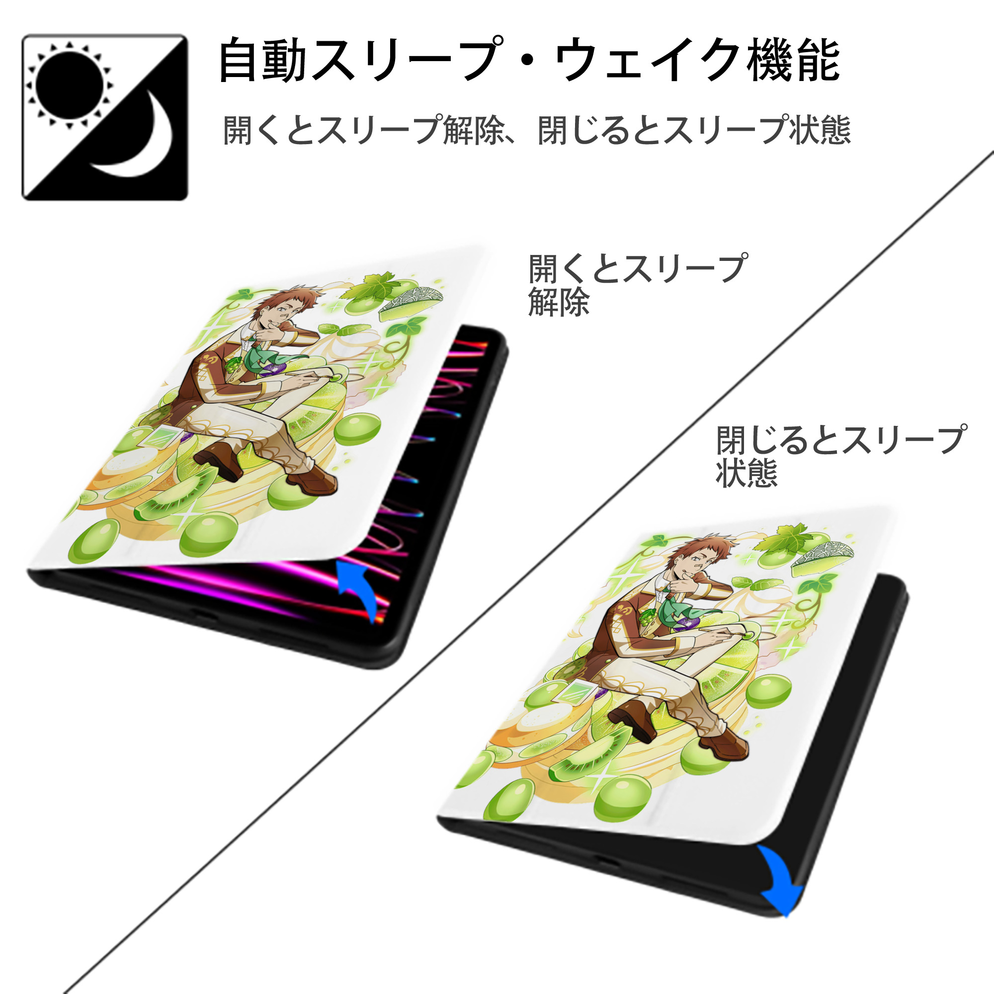 文豪ストレイドッグス Bungo Stray Dogs IPad ケース ペン収納付き 三つ折りスタンド PUレザー×シリコン 対応機種9.5/10.5/10.9インチ
