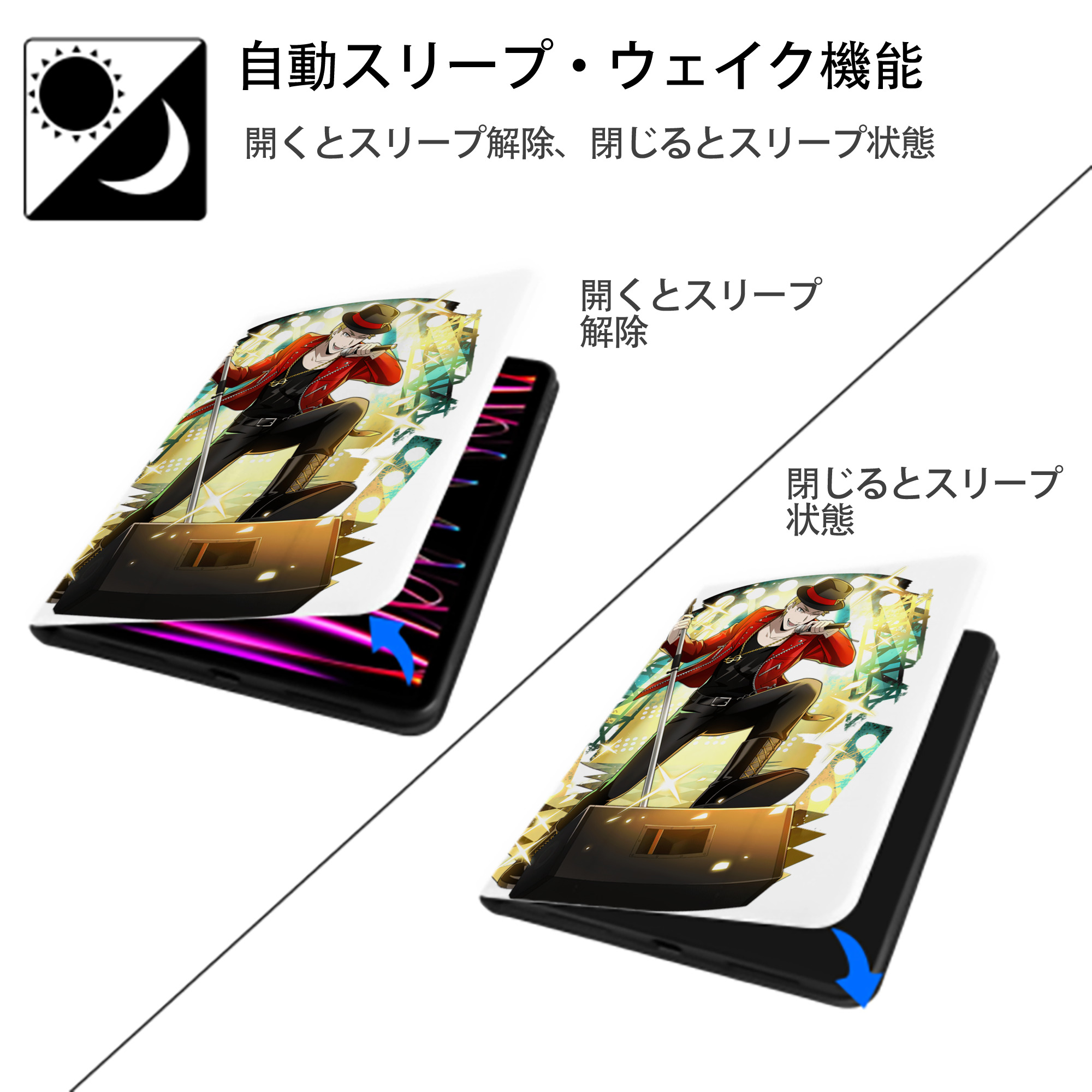 文豪ストレイドッグス Bungo Stray Dogs IPad ケース ペン収納付き 三つ折りスタンド PUレザー×シリコン 対応機種9.5/10.5/10.9インチ