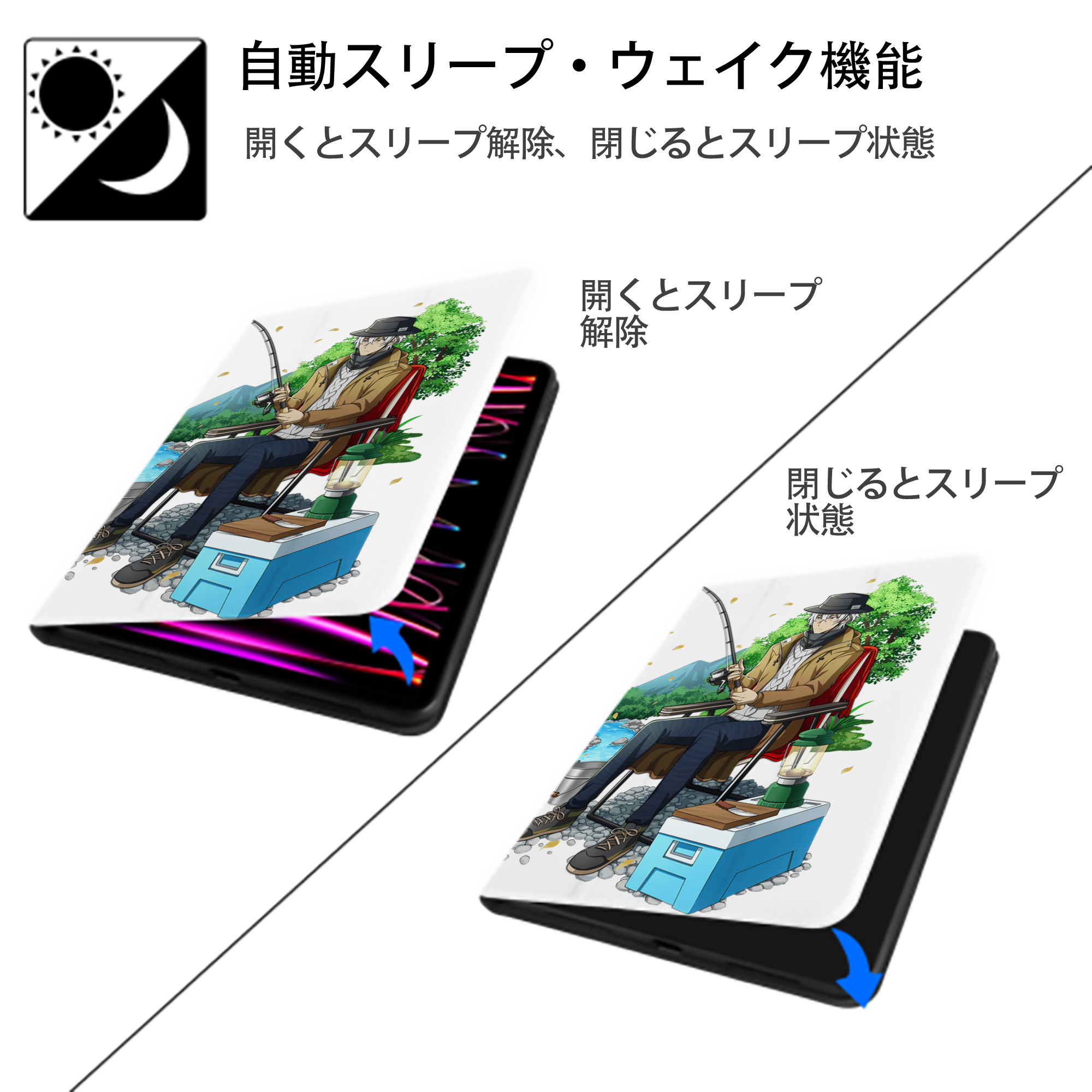 文豪ストレイドッグス Bungo Stray Dogs IPad ケース ペン収納付き 三つ折りスタンド PUレザー×シリコン 対応機種9.5/10.5/10.9インチ