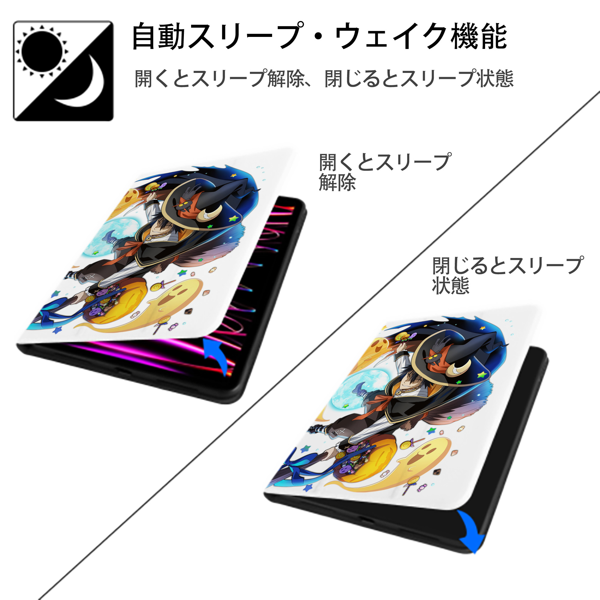 文豪ストレイドッグス Bungo Stray Dogs IPad ケース ペン収納付き 三つ折りスタンド PUレザー×シリコン 対応機種9.5/10.5/10.9インチ