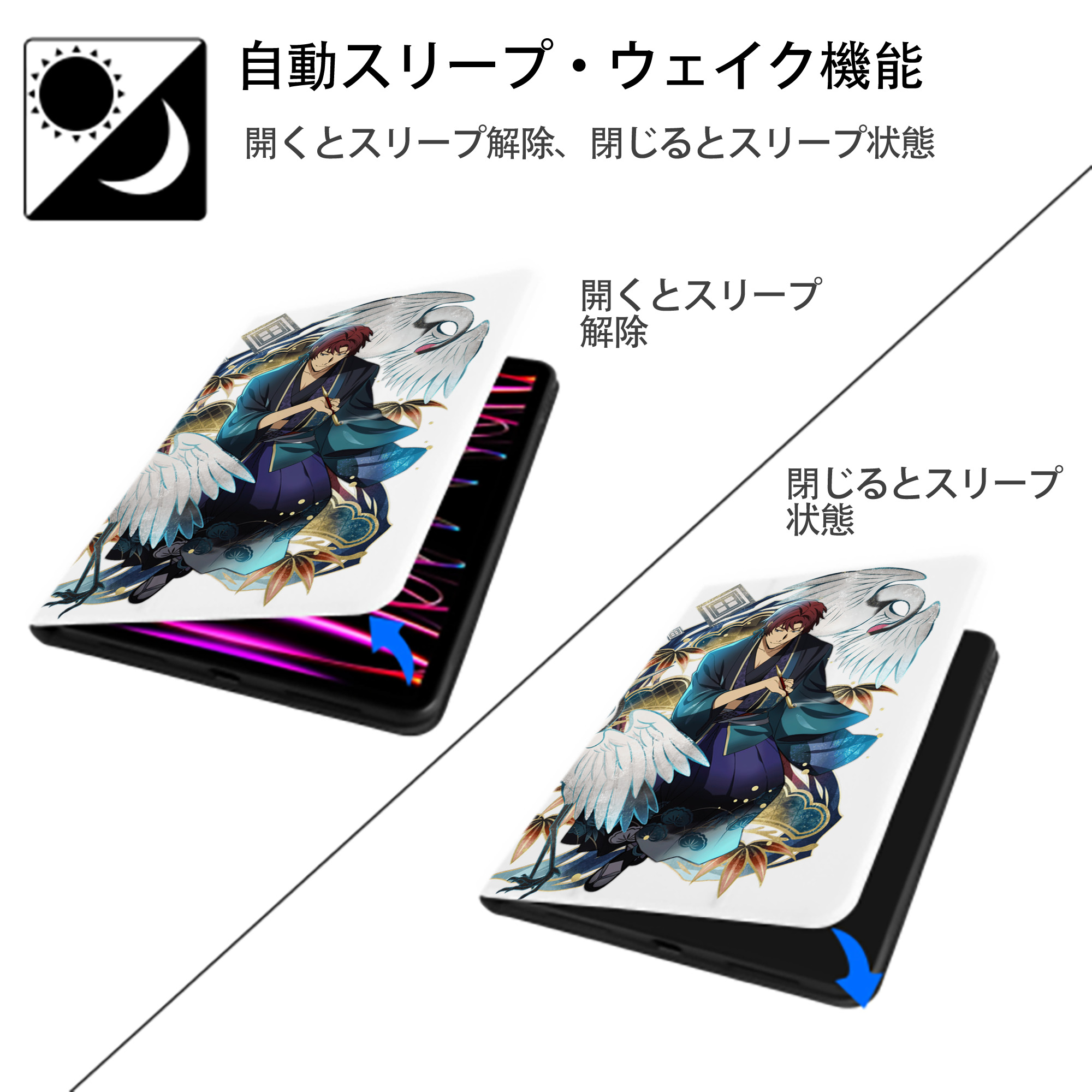 文豪ストレイドッグス Bungo Stray Dogs IPad ケース ペン収納付き 三つ折りスタンド PUレザー×シリコン 対応機種9.5/10.5/10.9インチ