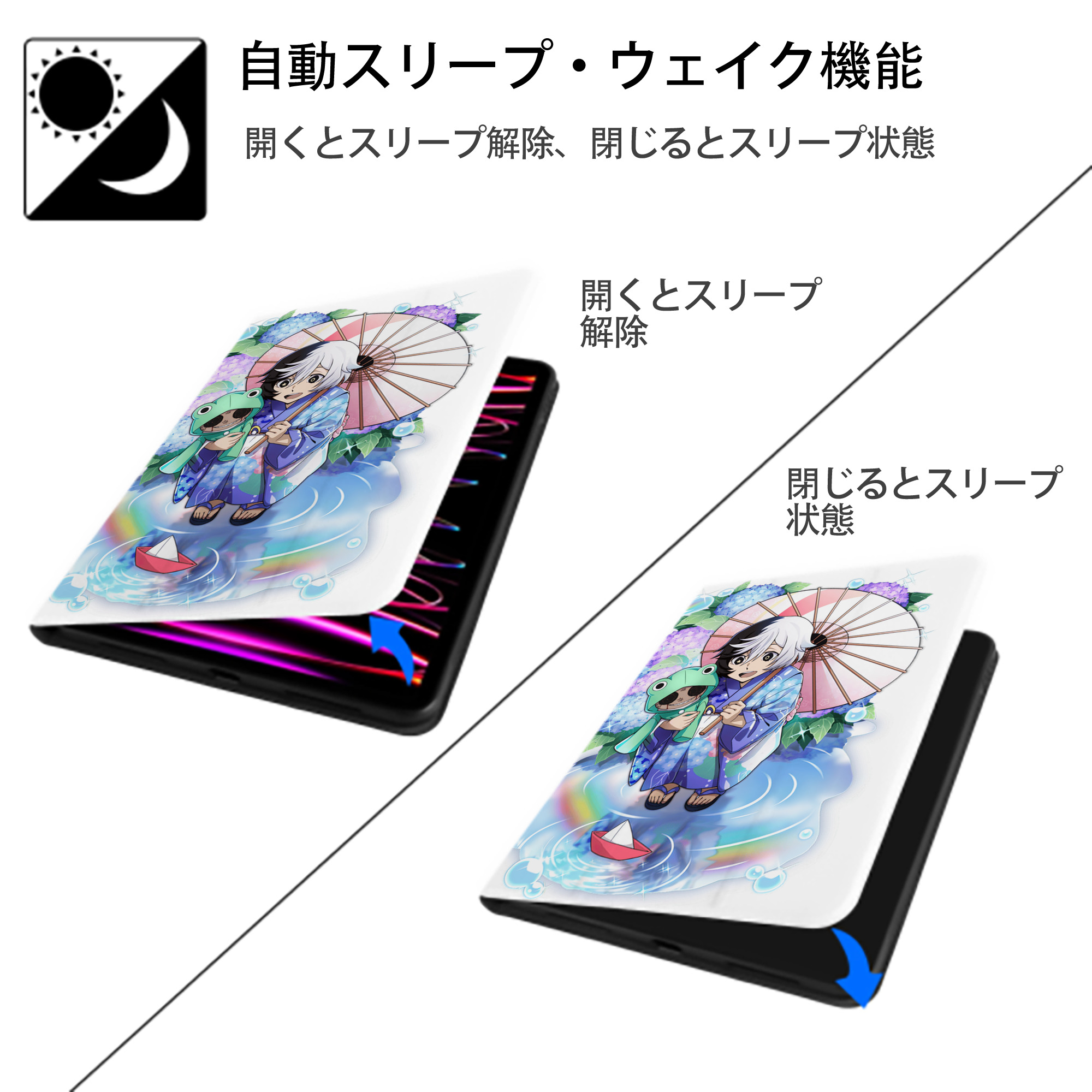 文豪ストレイドッグス Bungo Stray Dogs IPad ケース ペン収納付き 三つ折りスタンド PUレザー×シリコン 対応機種9.5/10.5/10.9インチ